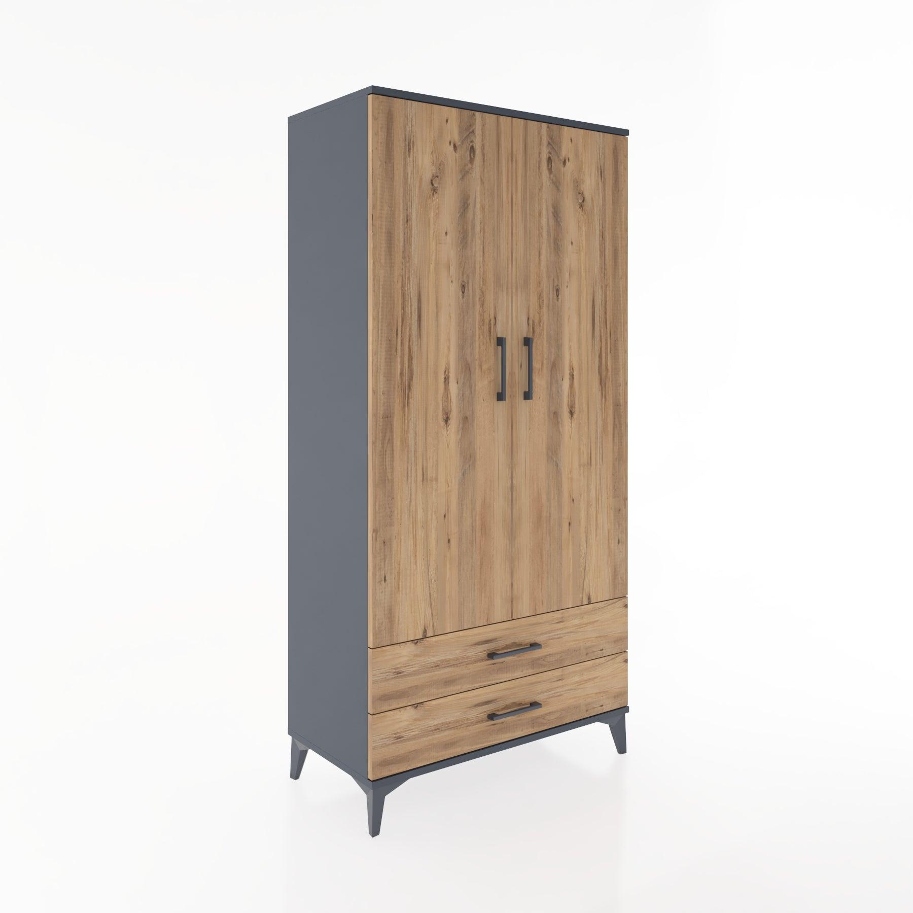 Woodntry Modular Cabinet Anthracite 88x44x170 cm with Doors and Drawers KC29-2