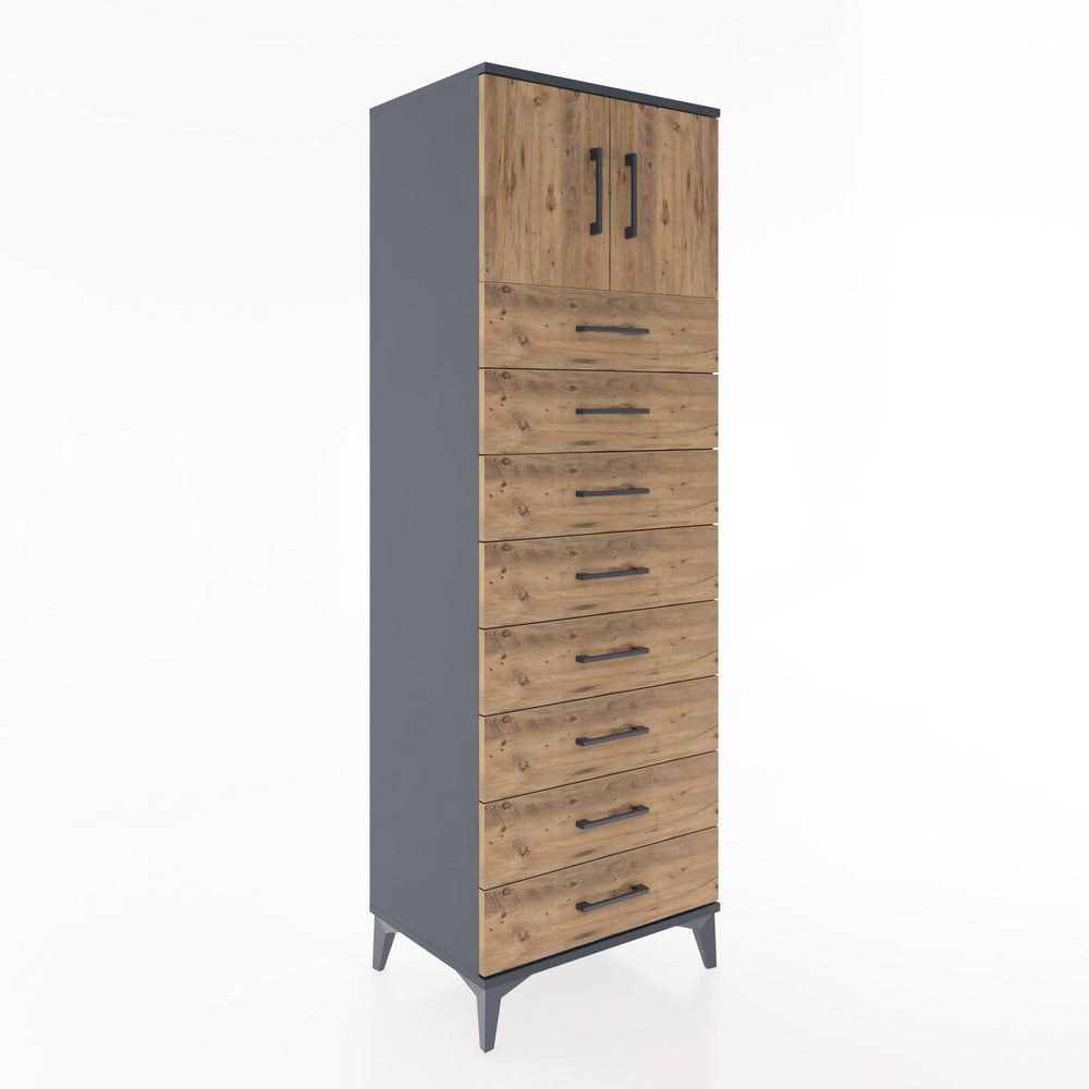 Woodntry Modular Cabinet Anthracite 60x44x170 cm with Doors and Drawers KC1-2