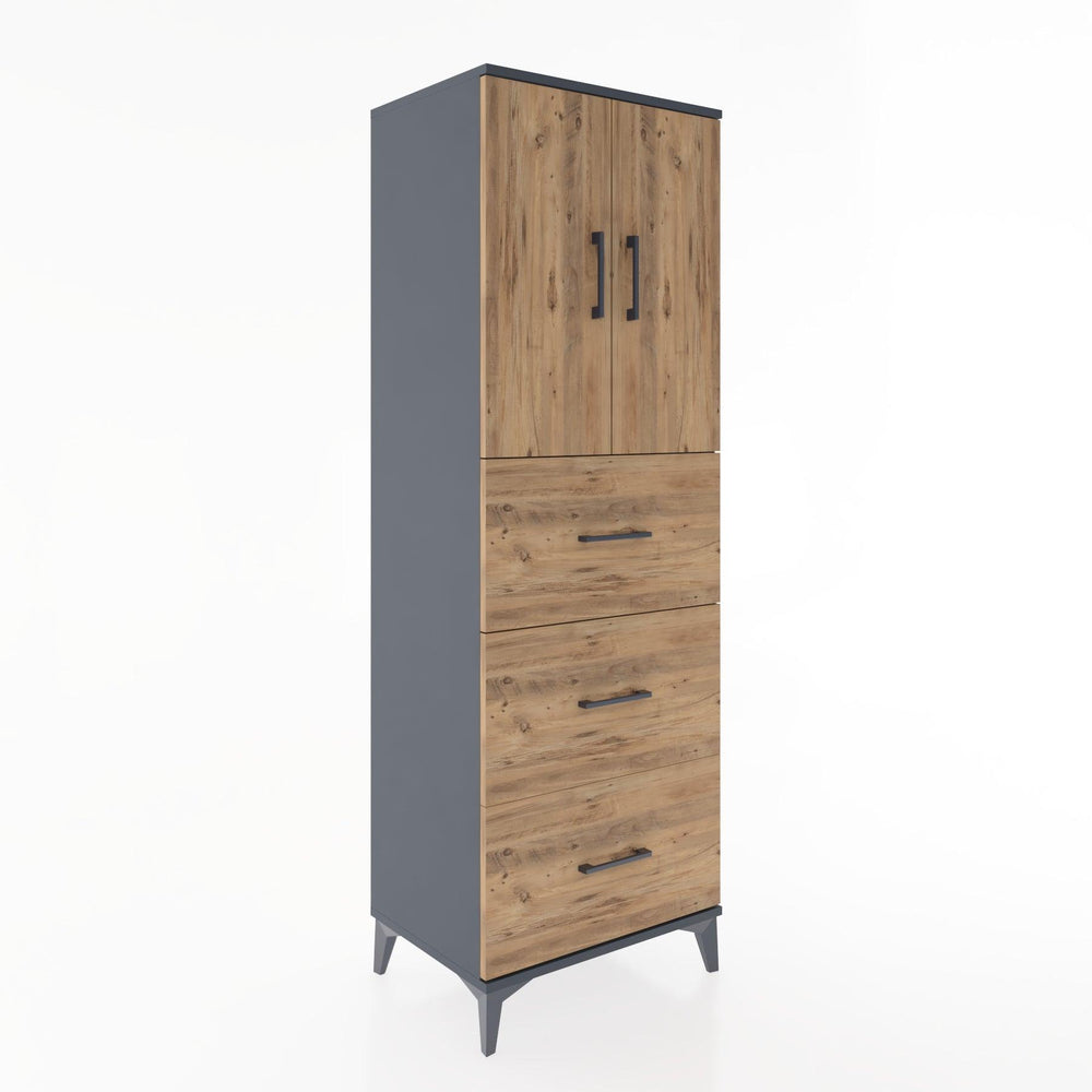 Woodntry Modular Cabinet Anthracite 60x44x170 cm with Doors and Drawers KC24-2