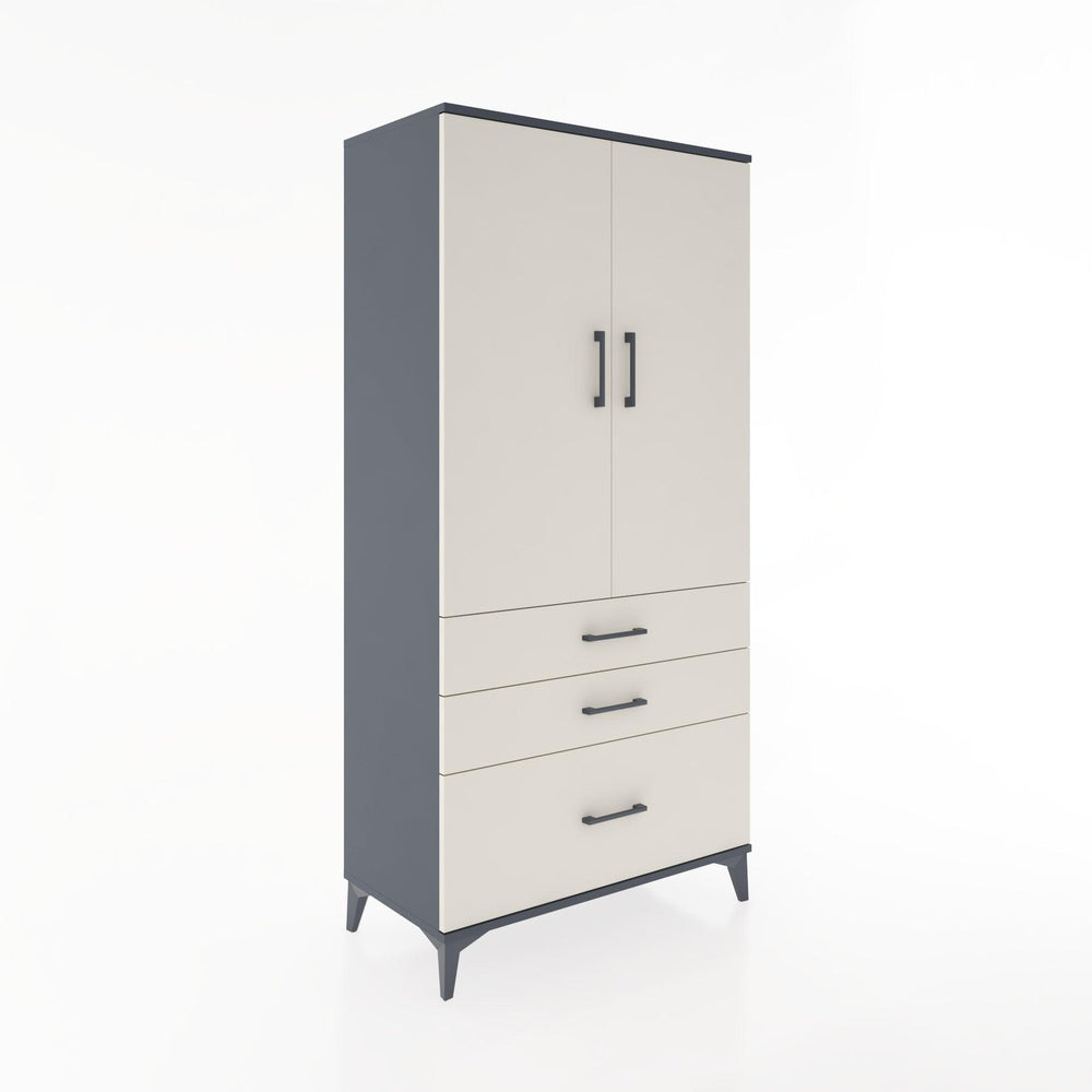 Woodntry Modüler Dolap Antrasit 88x44x170 cm Kapaklı ve Çekmeceli KC14-2