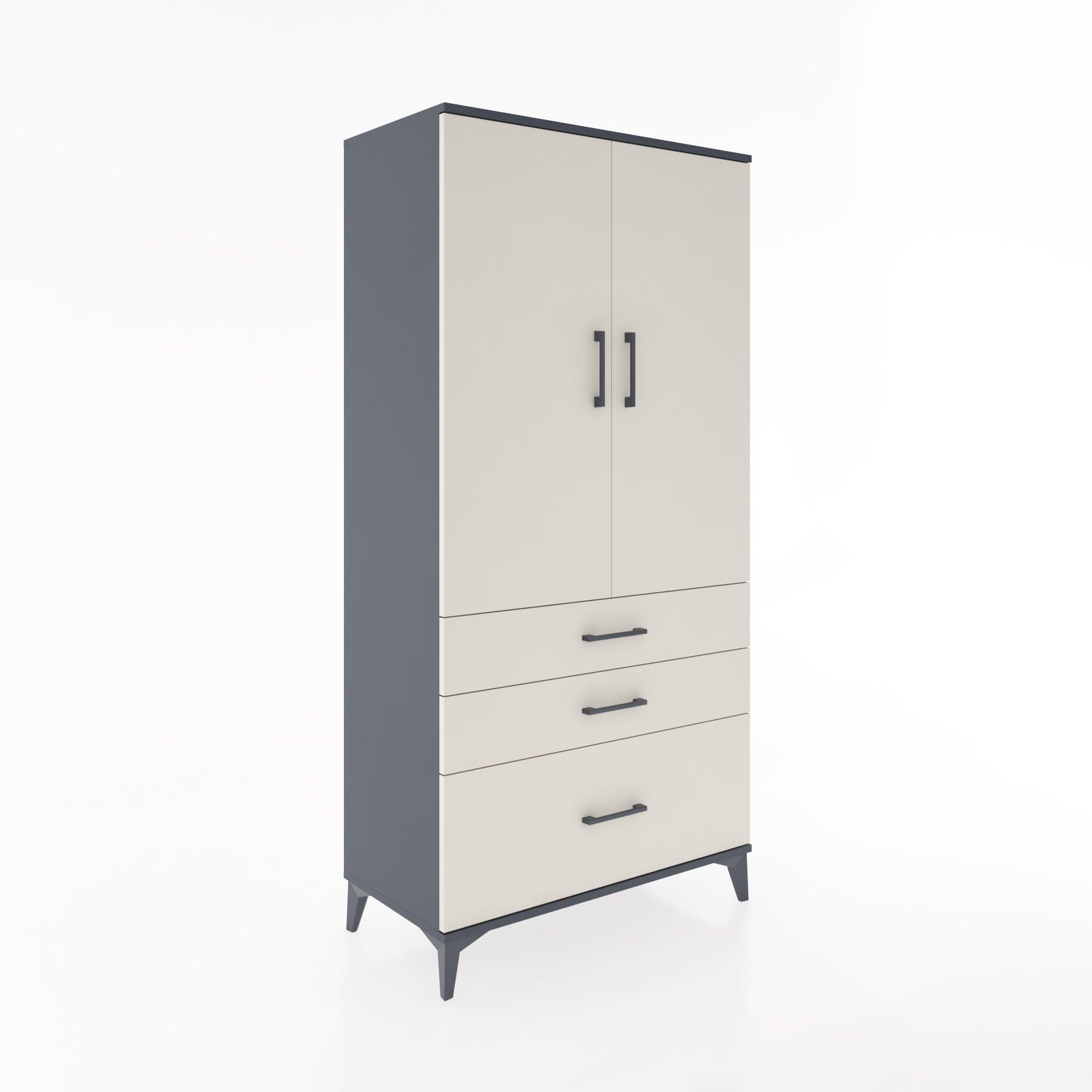 Woodntry Modular Cabinet Anthracite 88x44x170 cm with Doors and Drawers KC14-2