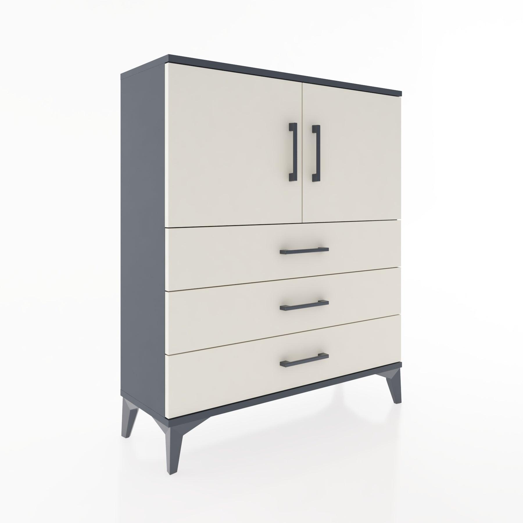 Woodntry Modüler Şifonyer Antrasit 88x30x94 cm Kapaklı ve Çekmeceli KC7-2