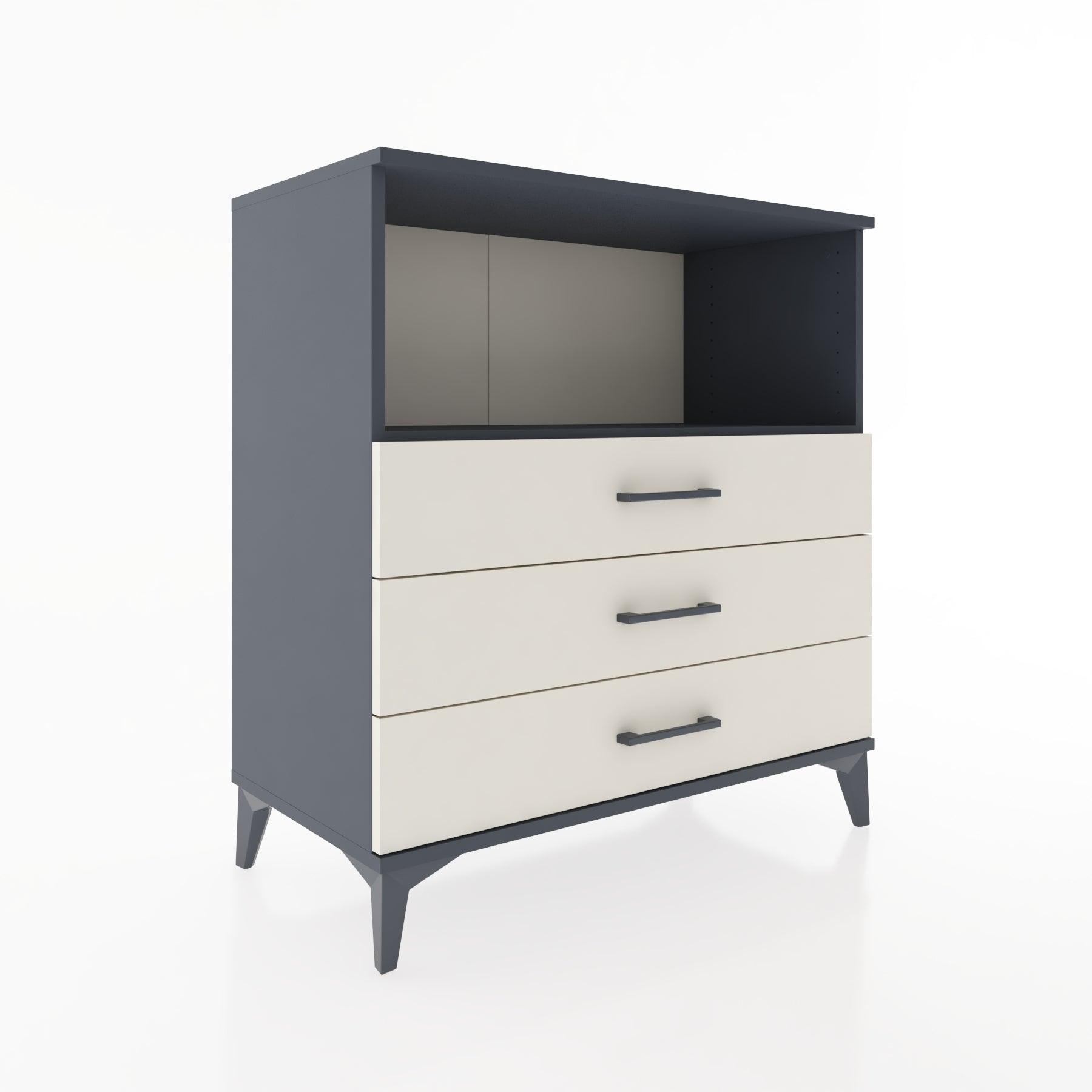 Woodntry Modüler Şifonyer Antrasit 88x44x84 cm Çekmeceli ve Raflı CR18-2