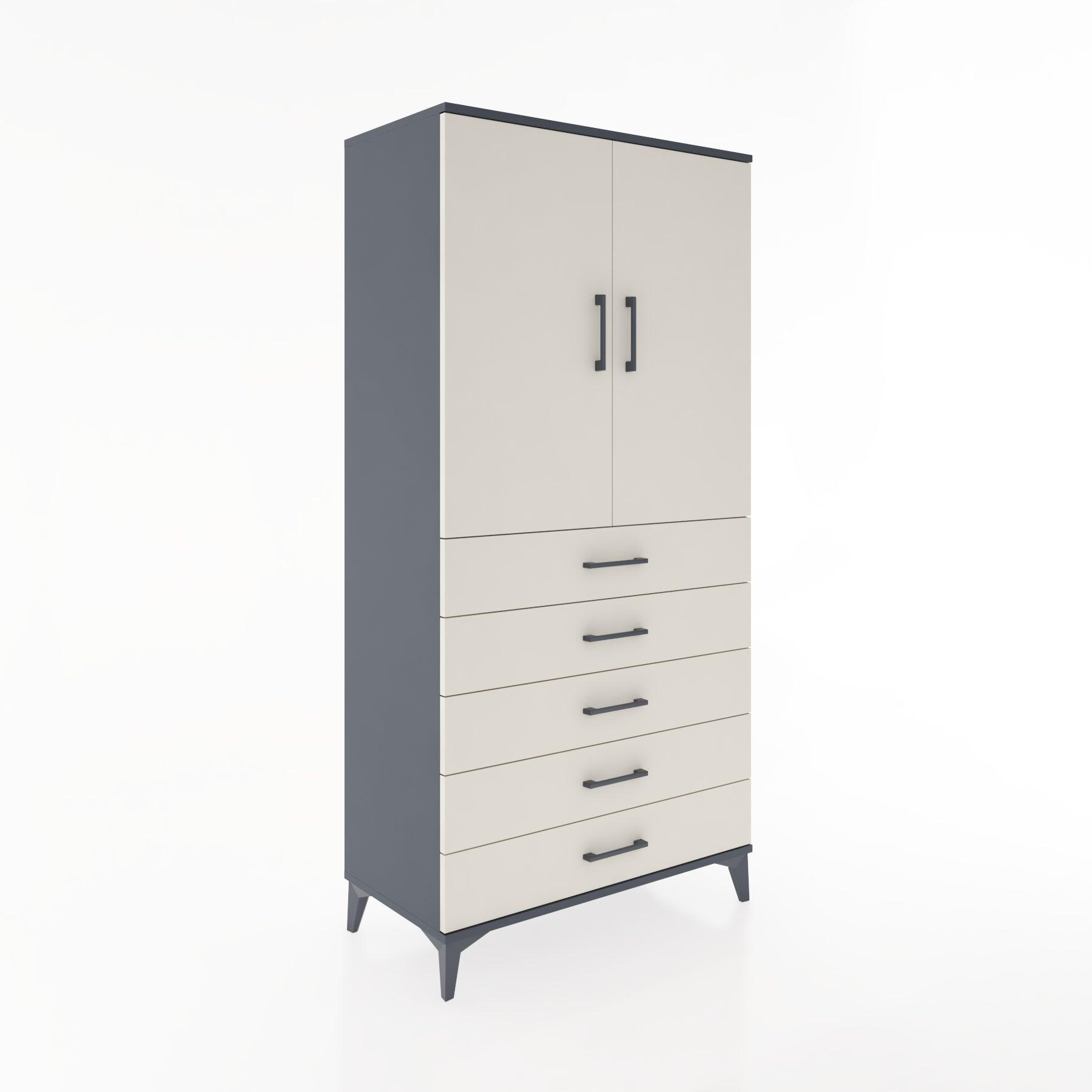 Woodntry Modular Cabinet Anthracite 88x44x170 cm with Doors and Drawers KC26-2