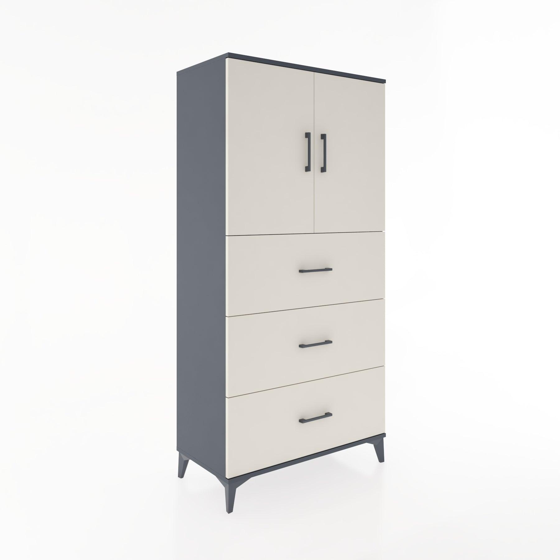 Woodntry Modular Cabinet Anthracite 88x44x170 cm with Doors and Drawers KC24-2