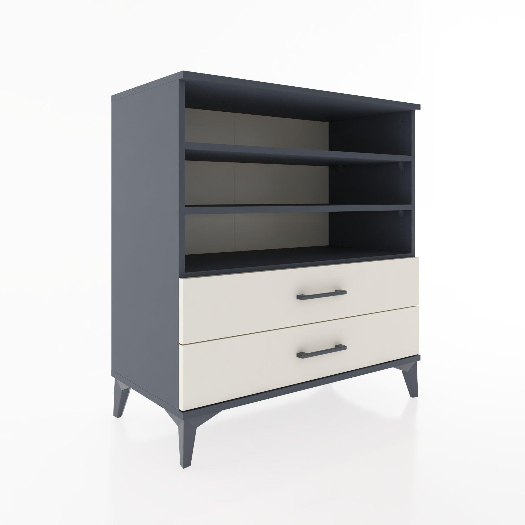 Woodntry Modüler Şifonyer Antrasit 88x44x84 cm Çekmeceli ve Raflı CR15-2