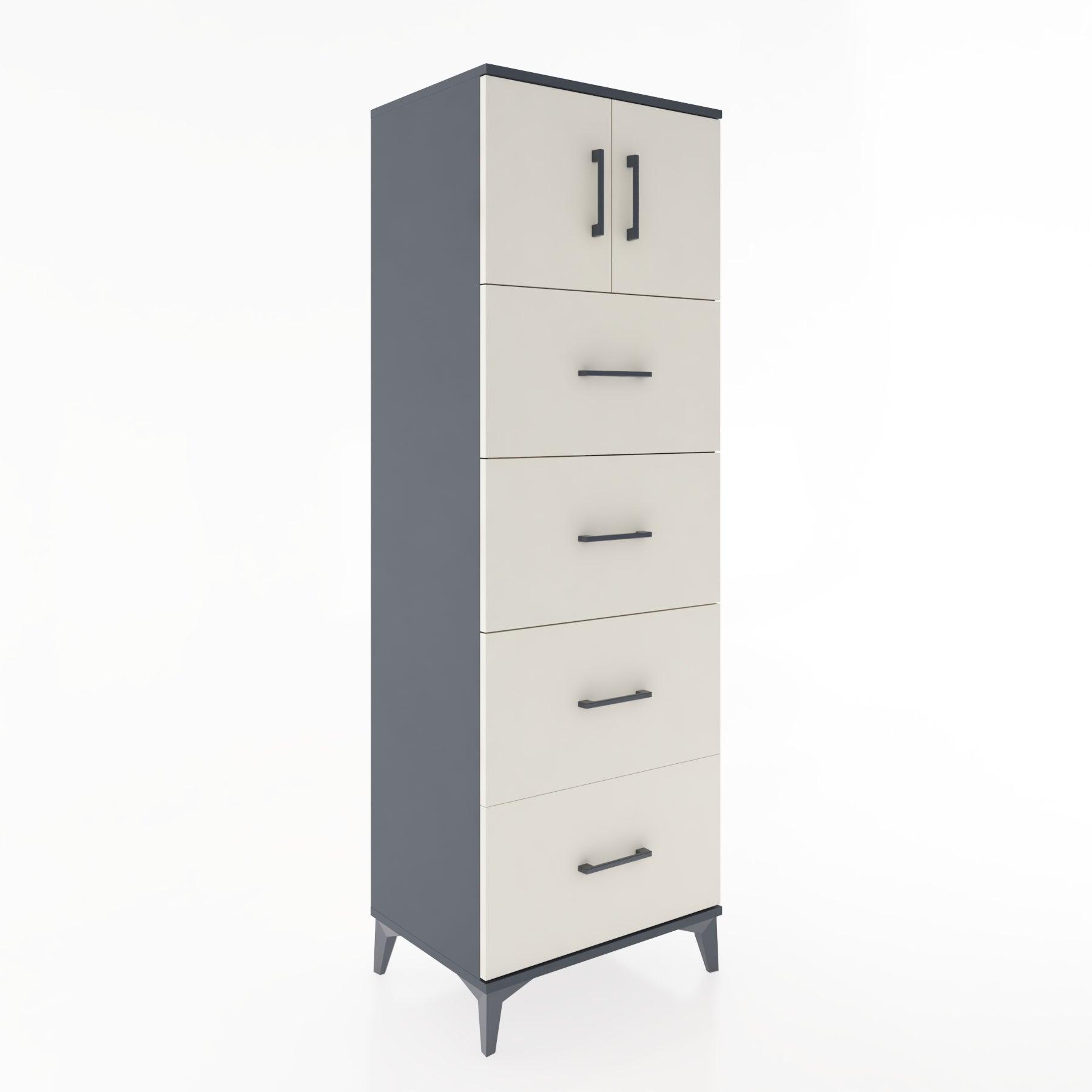 Woodntry Modular Cabinet Anthracite 60x44x170 cm with Doors and Drawers KC25-2