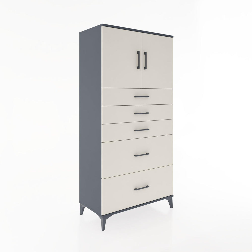 Woodntry Modüler Dolap Antrasit 88x44x170 cm Kapaklı ve Çekmeceli KC18-2