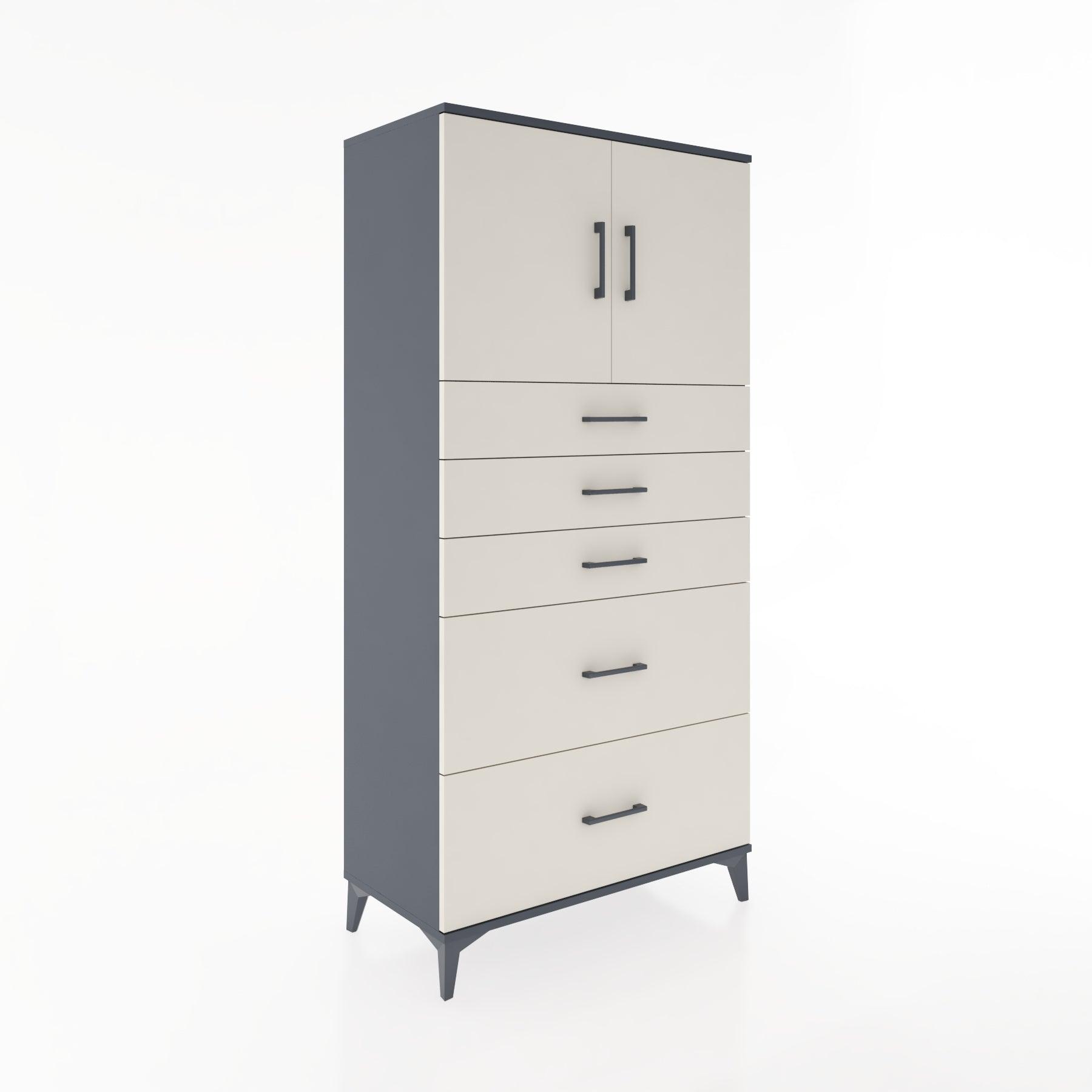 Woodntry Modular Cabinet Anthracite 88x44x170 cm with Doors and Drawers KC18-2