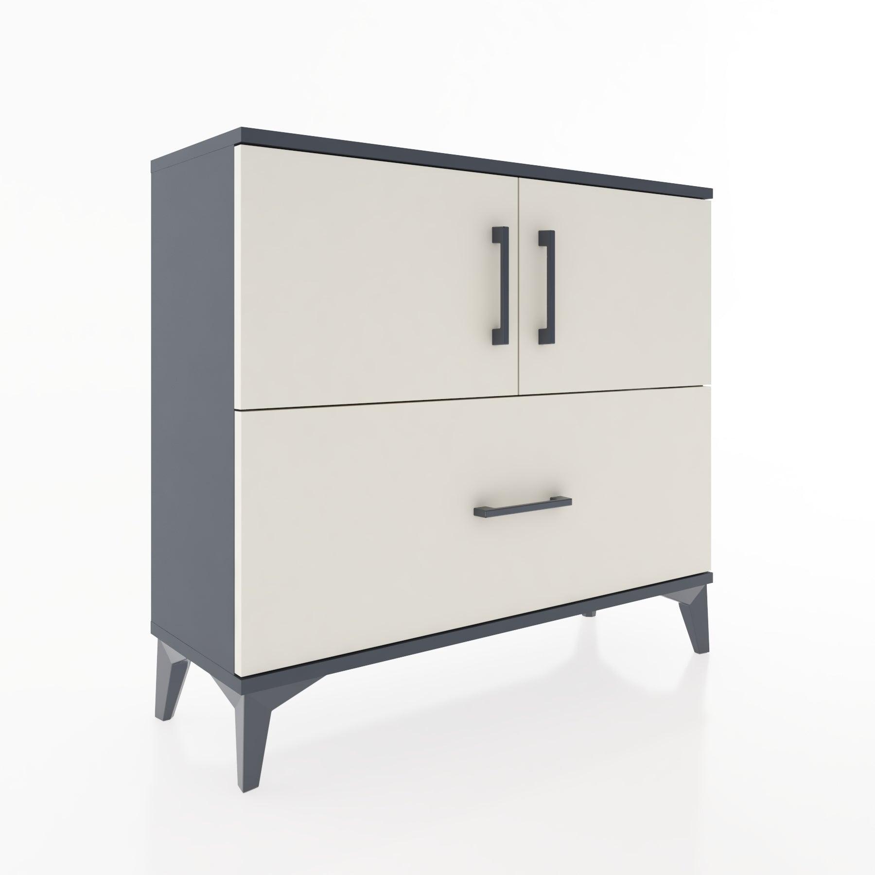 Woodntry Modüler Şifonyer Kapak ve Çekmeceli V2 88x30x68 cm Antrasit - Woodntry