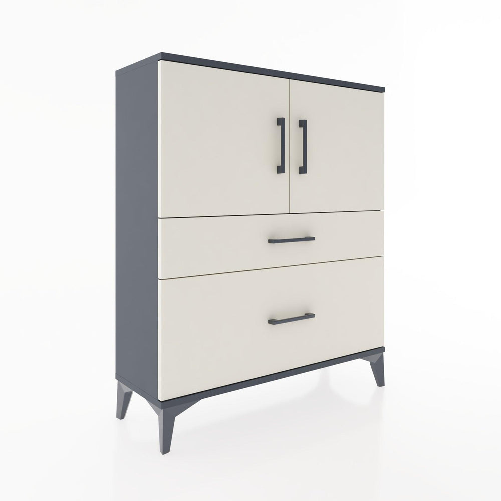 Woodntry Modüler Şifonyer Antrasit 88x30x94 cm Kapaklı ve Çekmeceli KC11-2