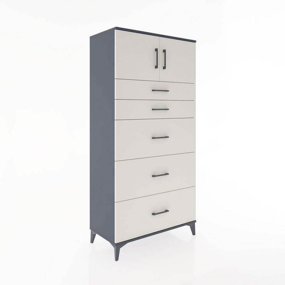 Woodntry Modüler Dolap Antrasit 88x44x170 cm Kapaklı ve Çekmeceli KC22-2