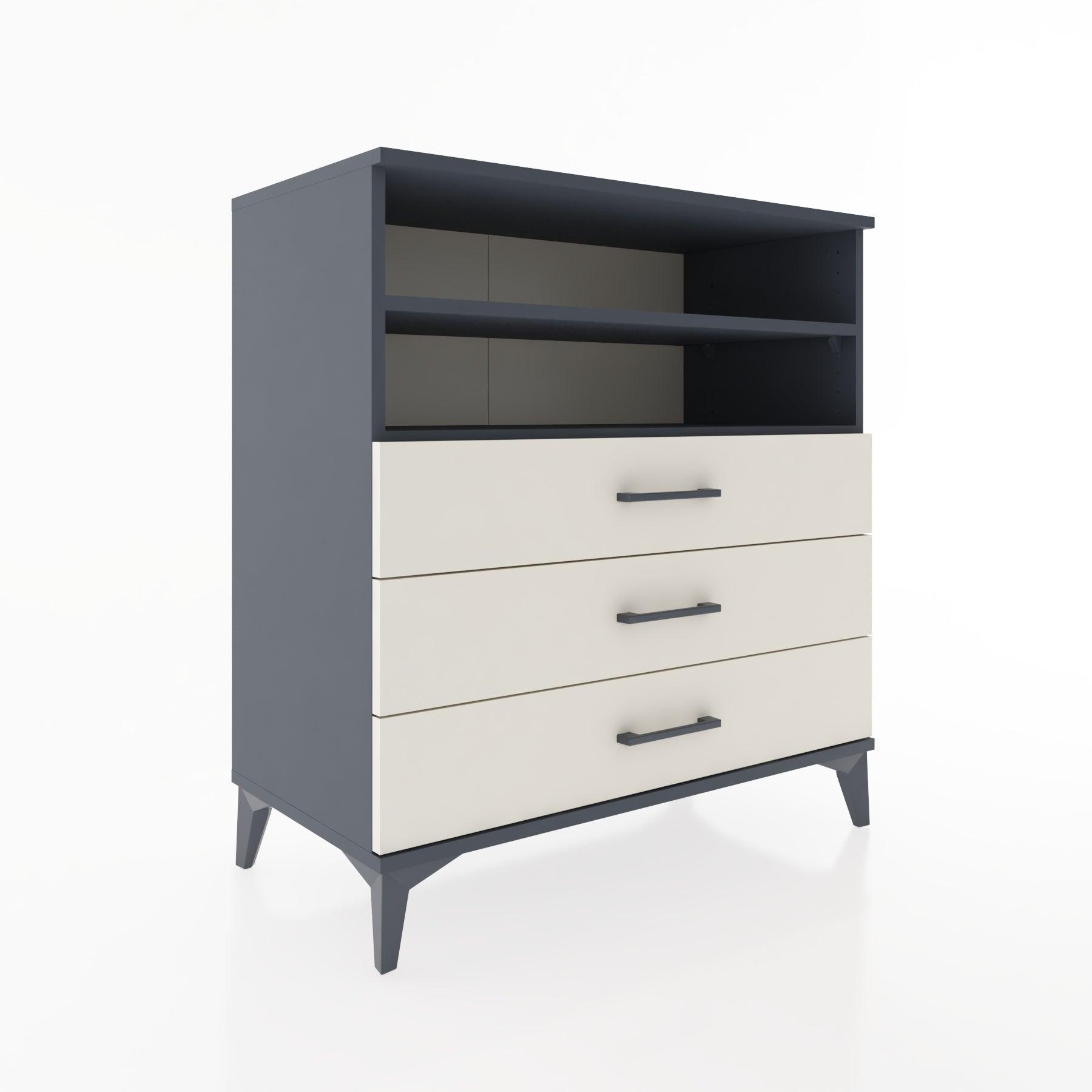Woodntry Modüler Şifonyer Antrasit 88x44x84 cm Çekmeceli ve Raflı CR17-2