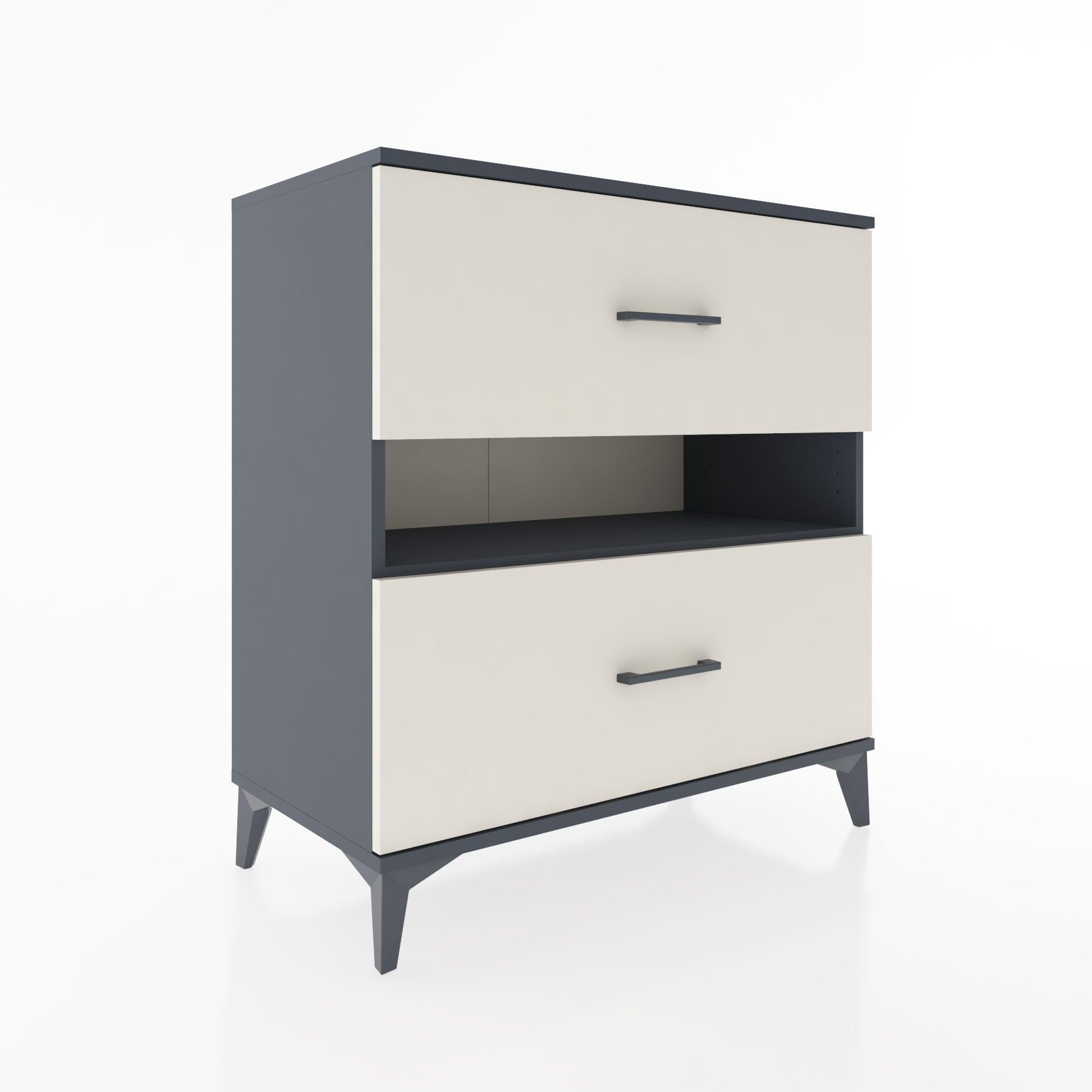 Woodntry Modüler Şifonyer Antrasit 88x44x84 cm Çekmeceli ve Raflı CR2-2