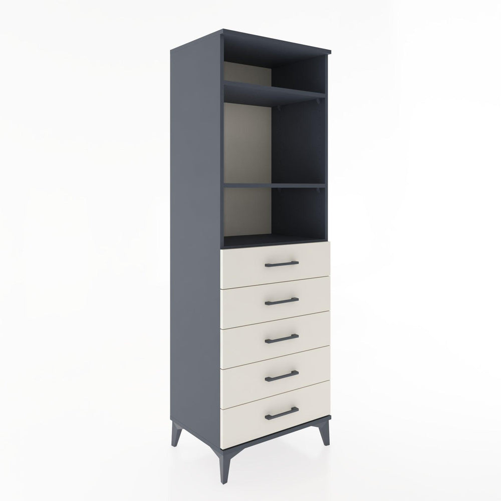 Woodntry Modüler Dolap Antrasit 60x44x170 cm Çekmeceli ve Raflı CR35-2