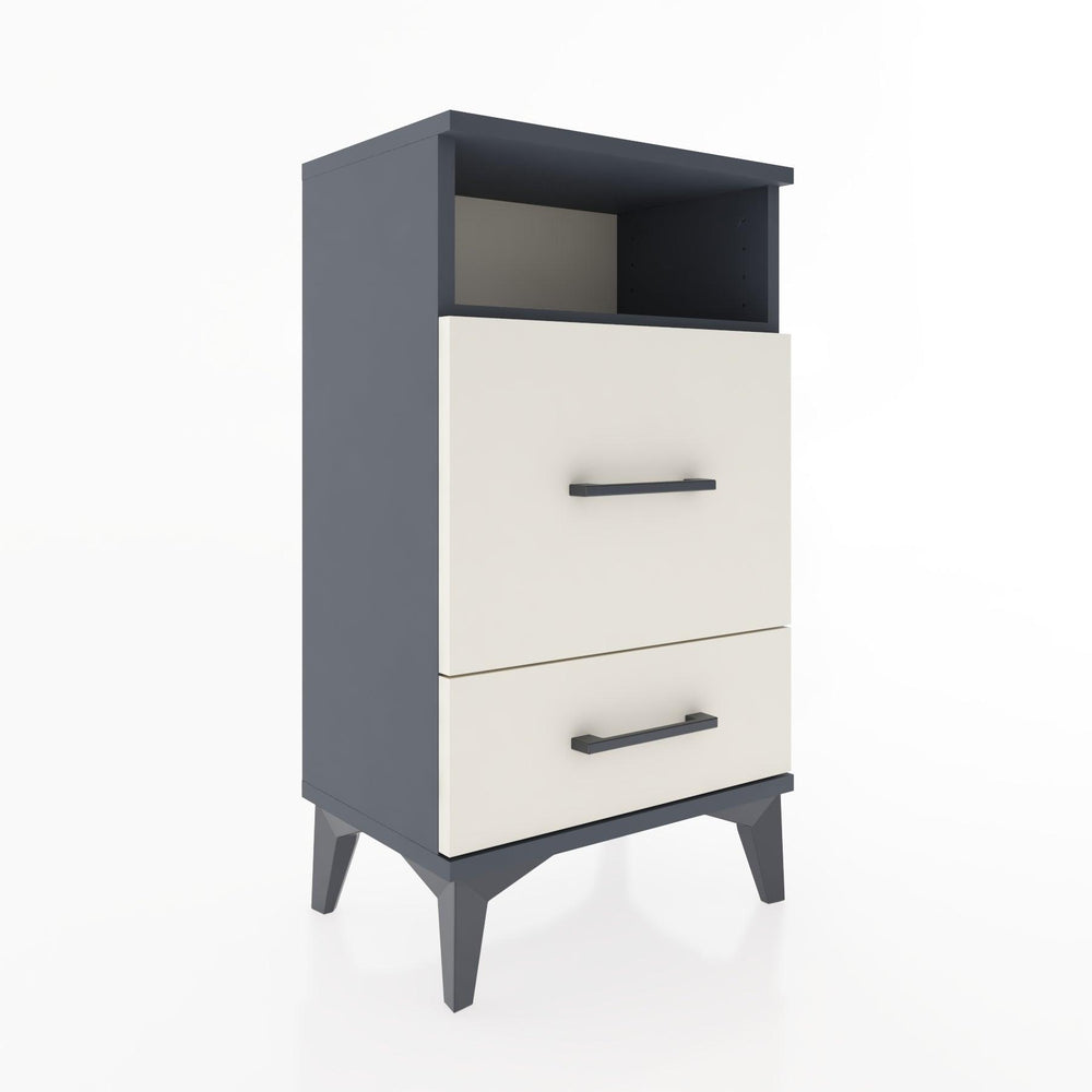 Woodntry Modüler Komodin 2 Çekmece ve Raflı V4 44x30x68 cm Antrasit - Woodntry