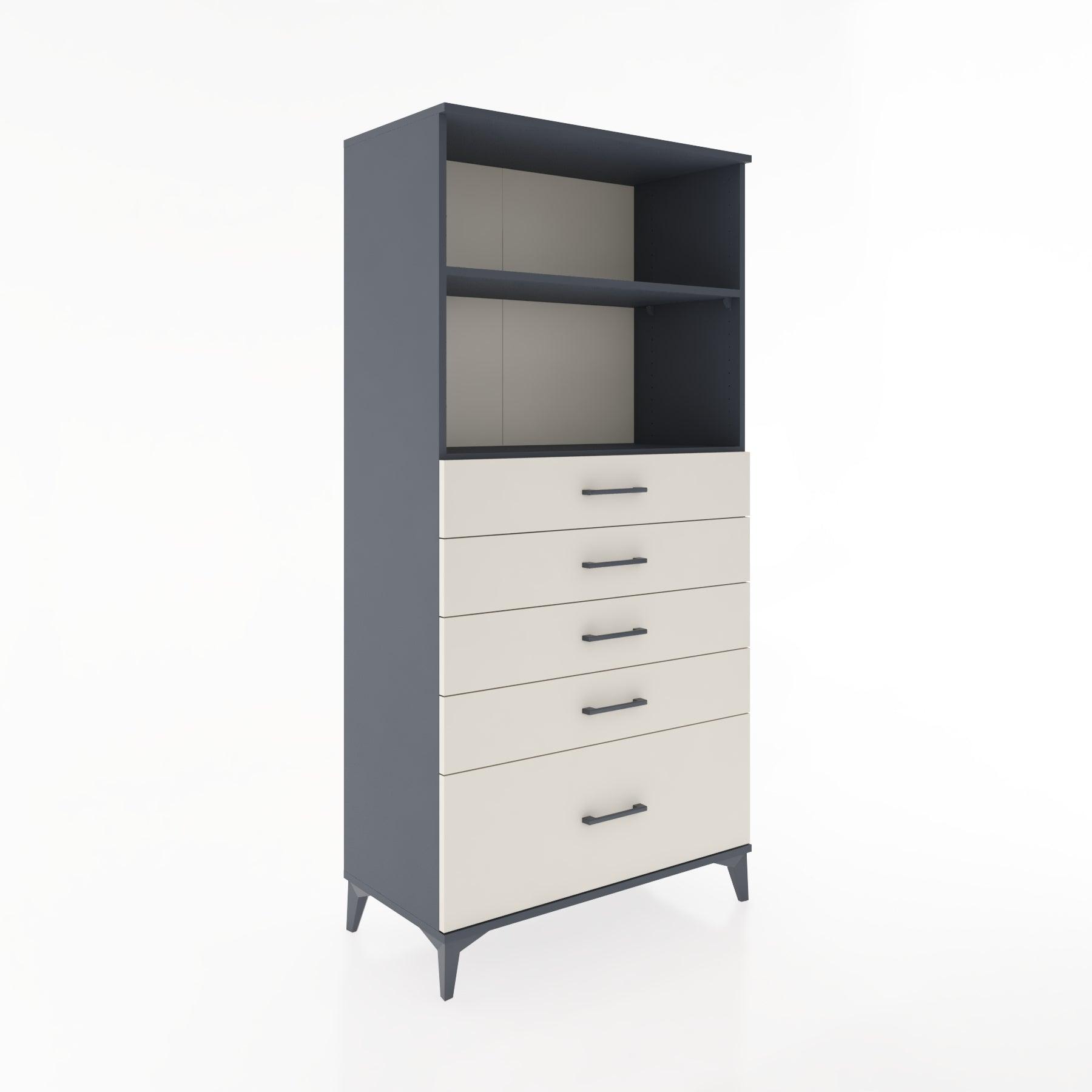 Woodntry Modular Cabinet Anthracite 88x44x170 cm with Drawers and Shelves CR40-2