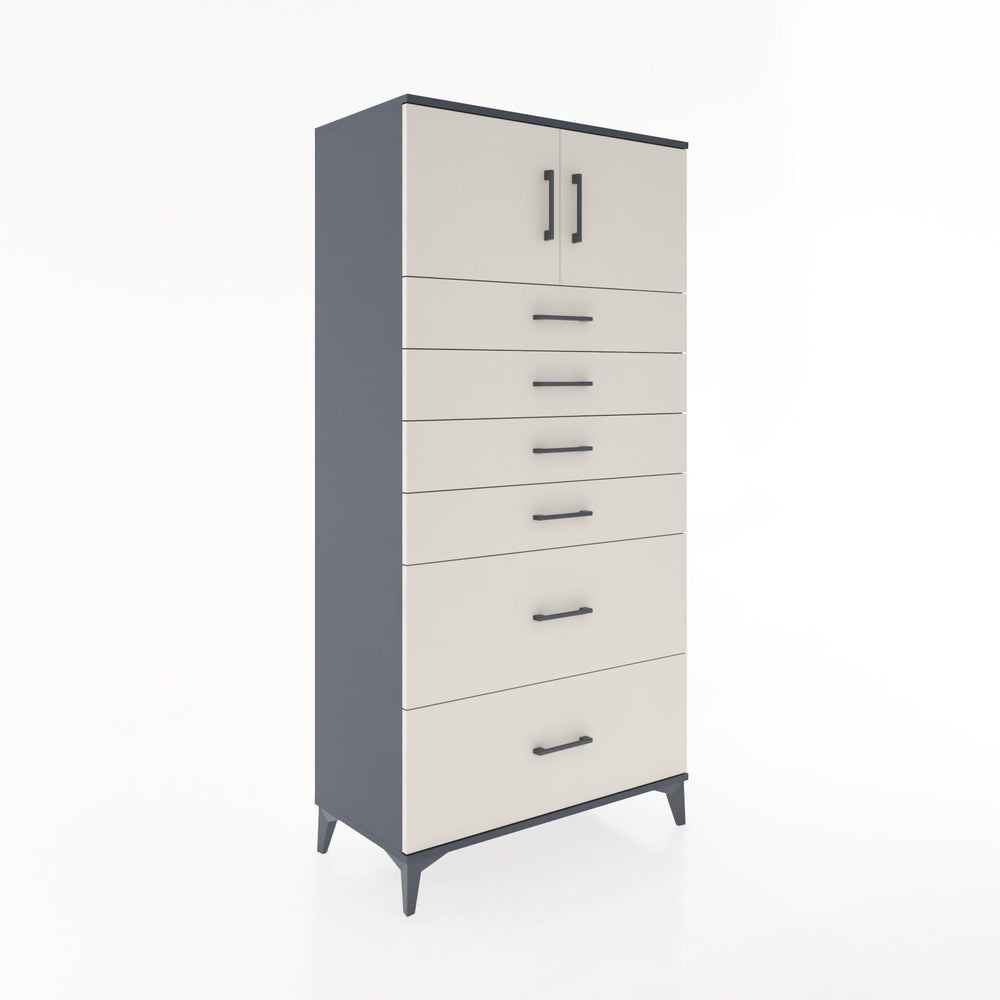 Woodntry Modüler Dolap Antrasit 88x44x170 cm Kapaklı ve Çekmeceli KC17-2