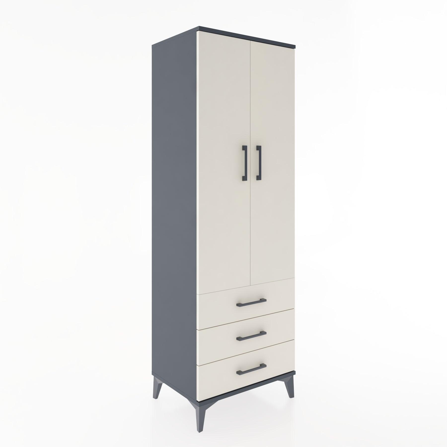 Woodntry Modular Cabinet Anthracite 60x44x170 cm with Doors and Drawers KC28-2