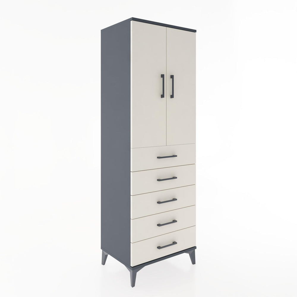 Woodntry Modüler Dolap Antrasit 60x44x170 cm Kapaklı ve Çekmeceli KC26-2