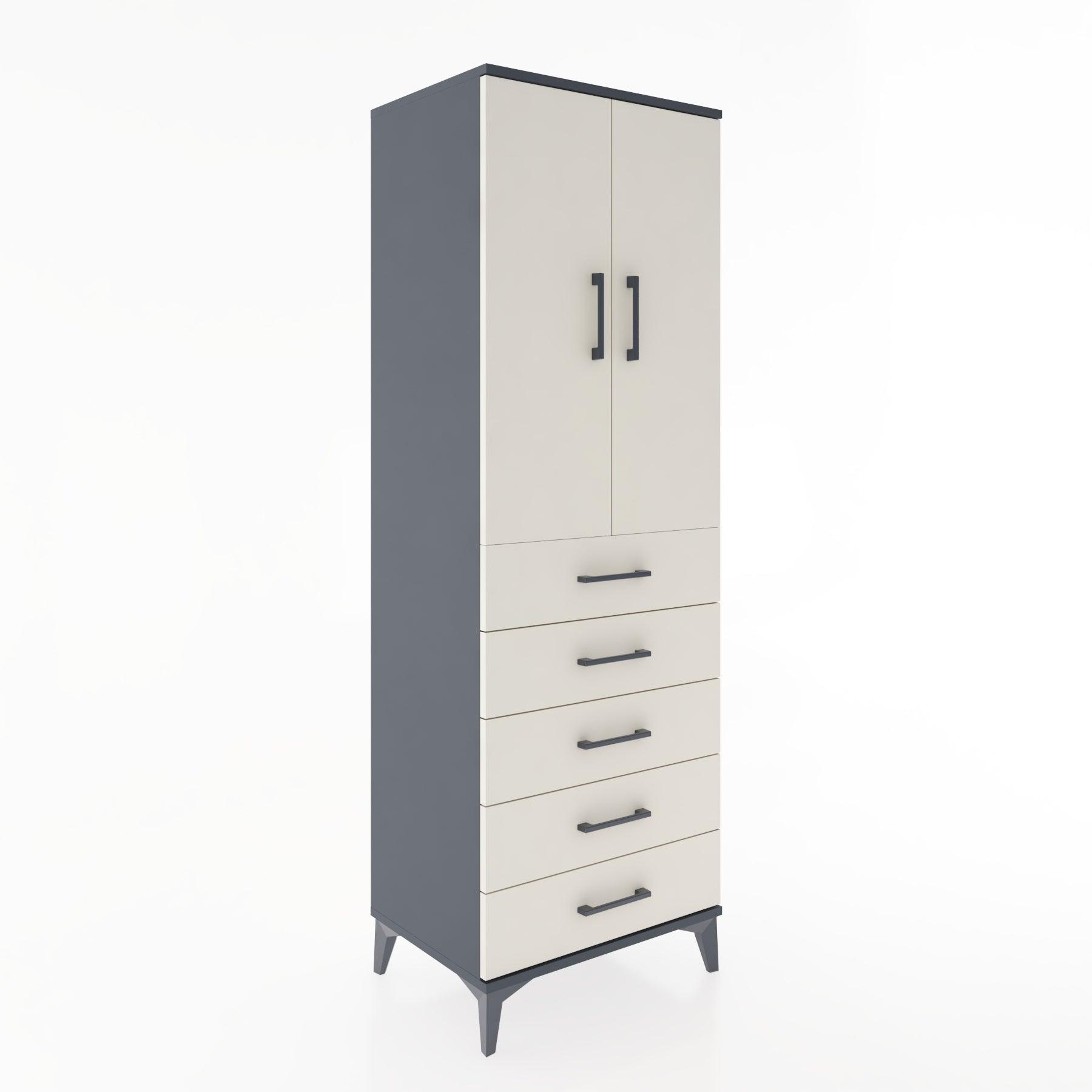 Woodntry Modular Cabinet Anthracite 60x44x170 cm with Doors and Drawers KC26-2