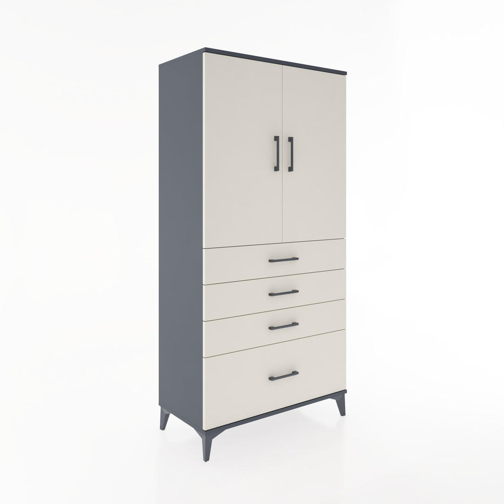 Woodntry Modüler Dolap Antrasit 88x44x170 cm Kapaklı ve Çekmeceli KC13-2