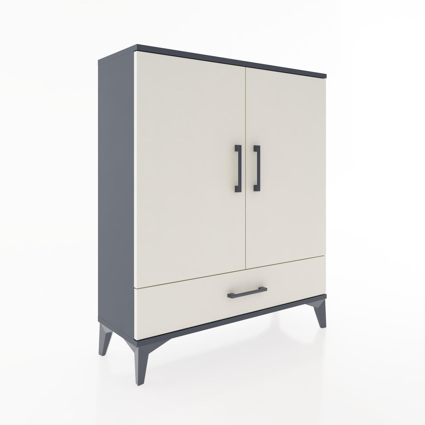 Woodntry Modüler Şifonyer Antrasit 88x30x94 cm Kapaklı ve Çekmeceli KC2-2