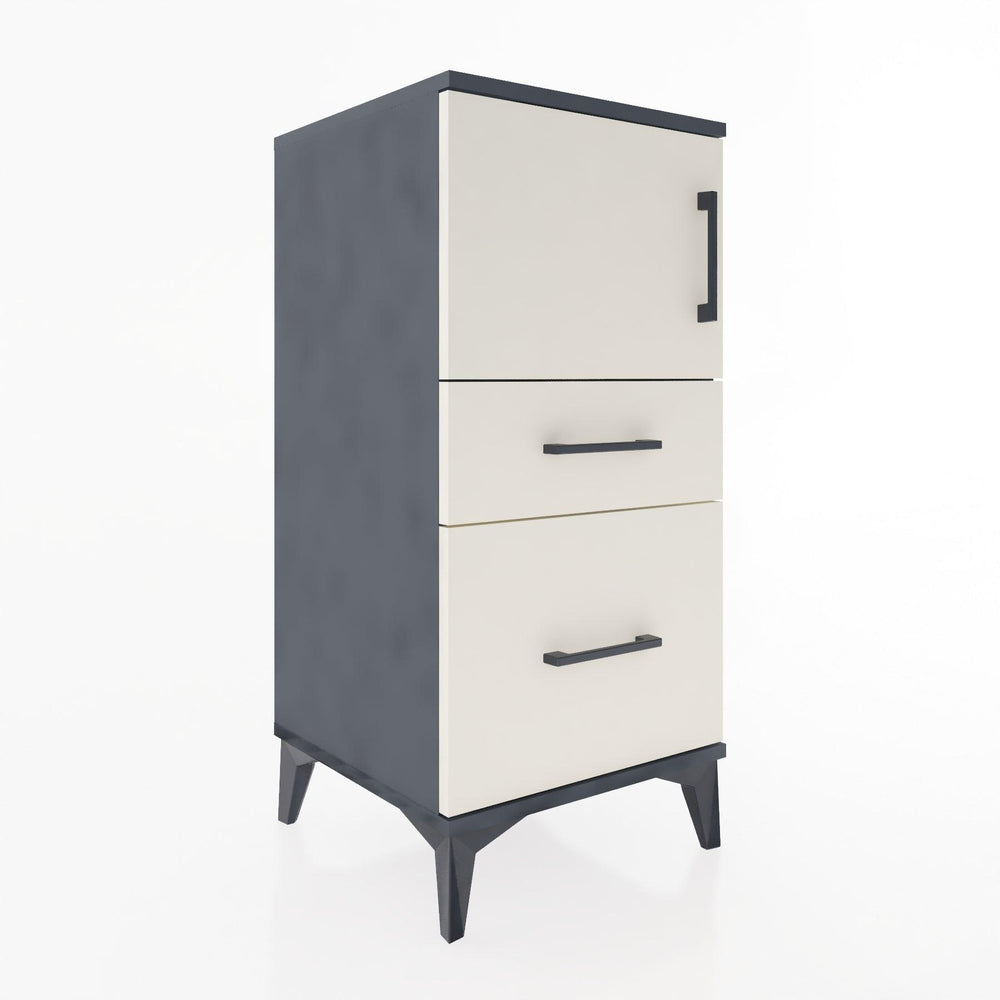 Woodntry Modüler Komodin Antrasit 44x44x84 cm Kapaklı ve Çekmeceli KC45-2