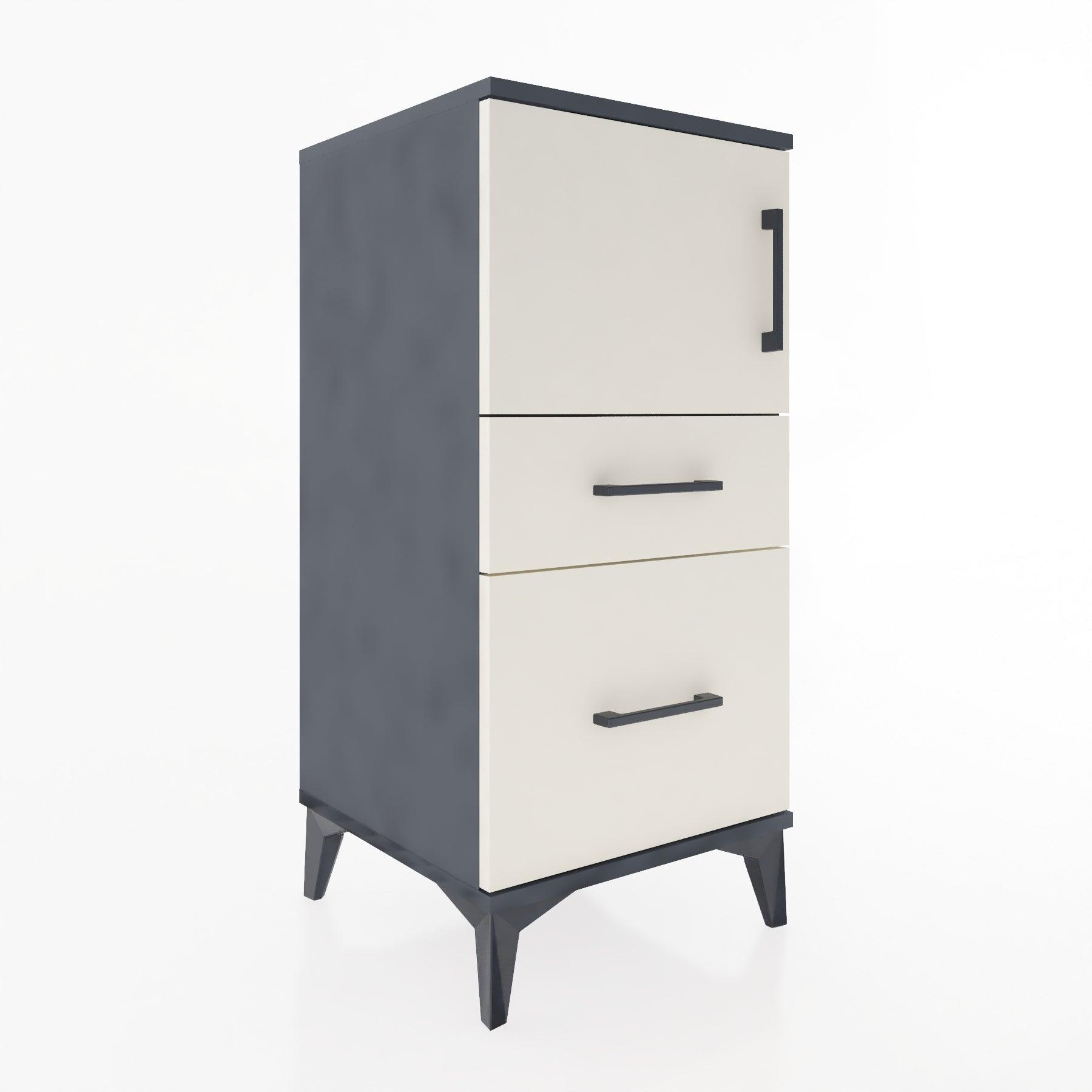 Woodntry Modular Nightstand Anthracite 44x44x84 cm with Cover and Drawer KC45-2