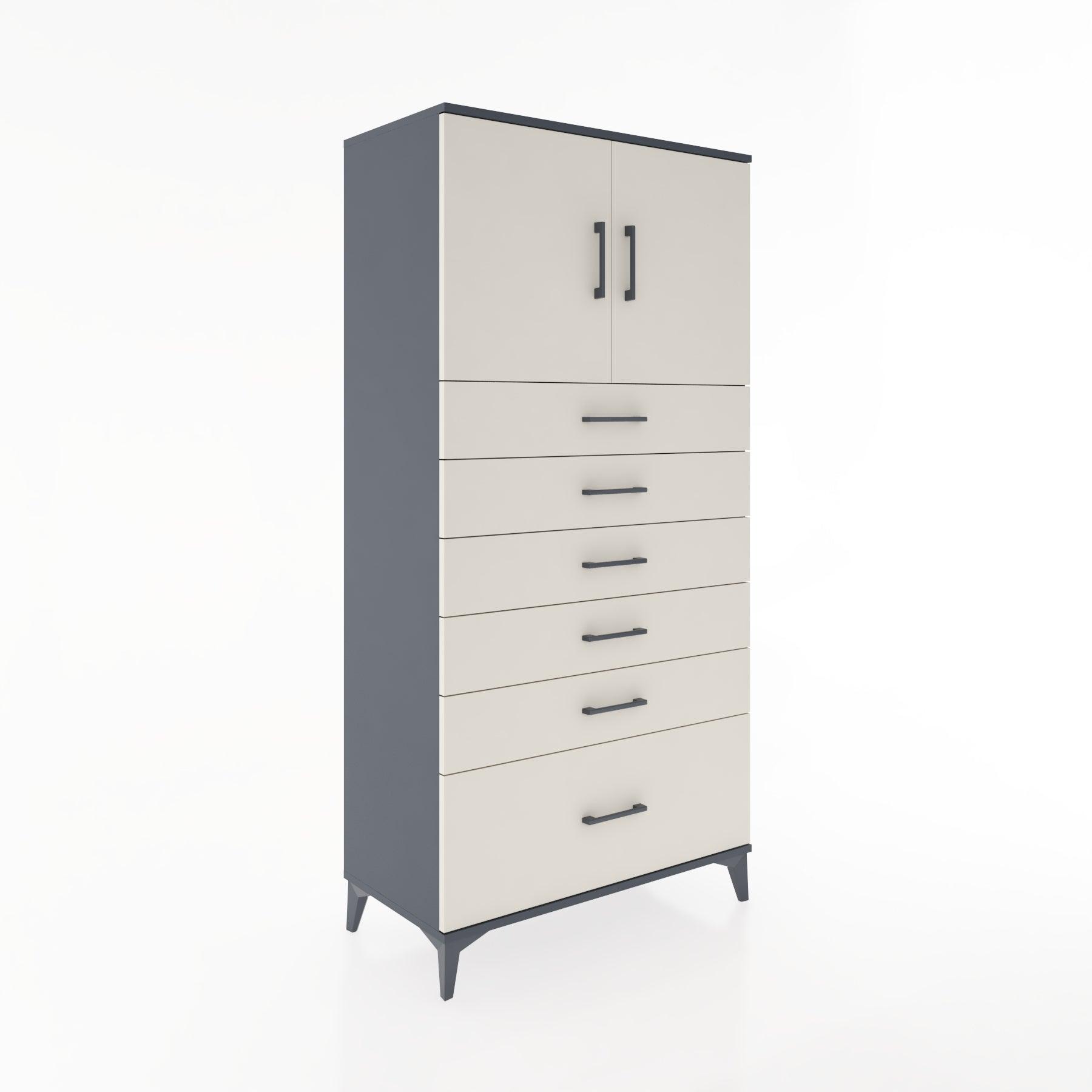 Woodntry Modular Cabinet Anthracite 88x44x170 cm with Doors and Drawers KC11-2