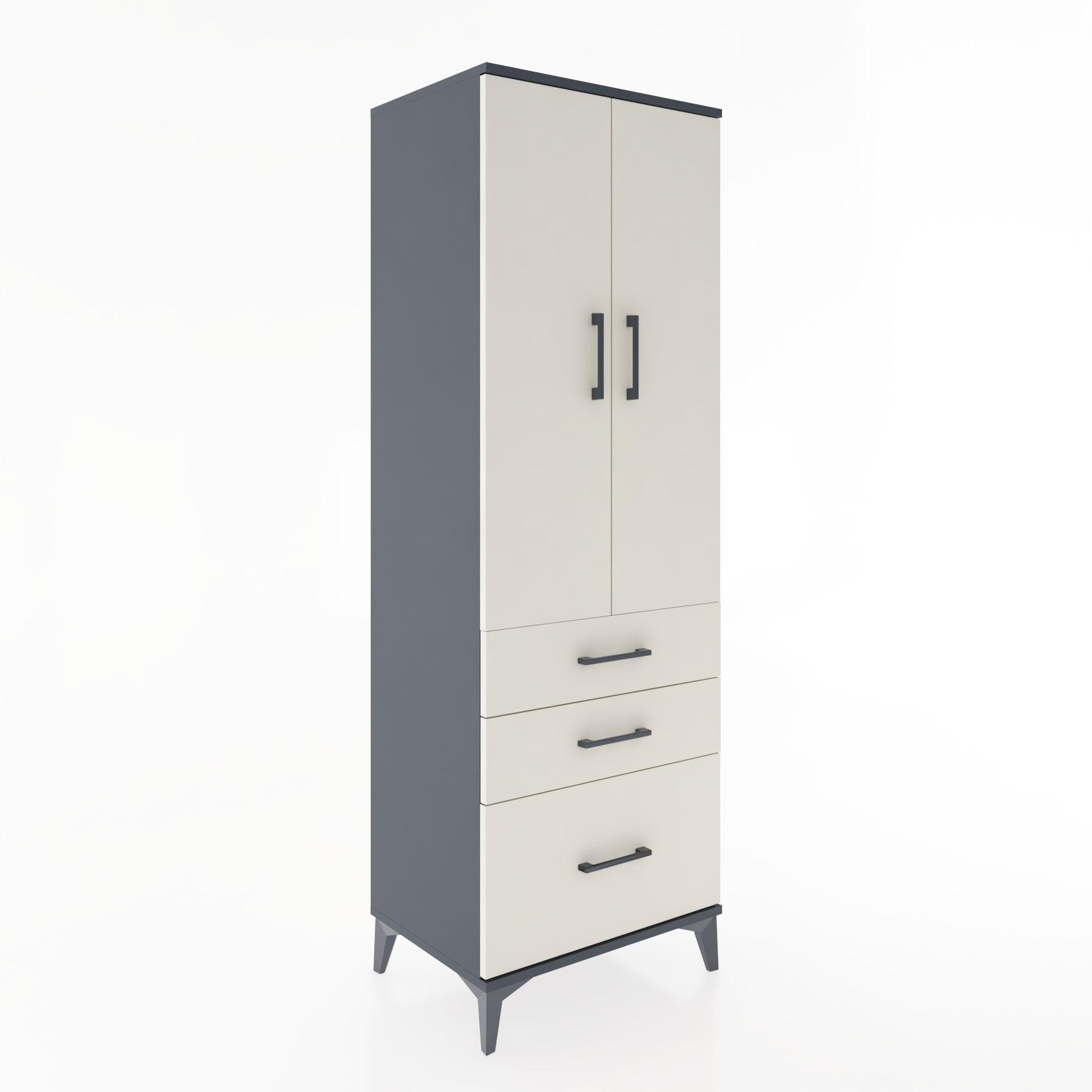 Woodntry Modular Cabinet Anthracite 60x44x170 cm with Doors and Drawers KC14-2