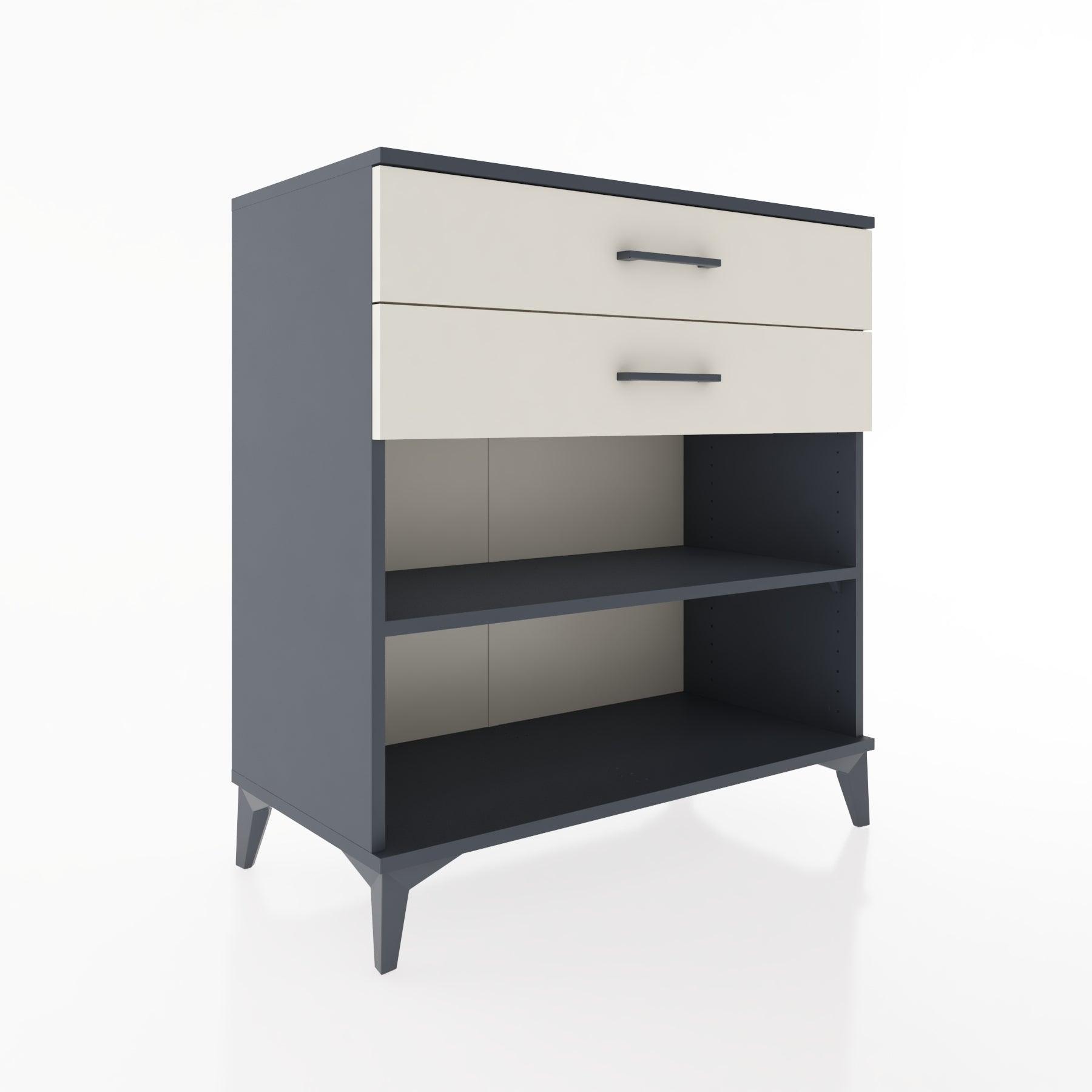 Woodntry Modüler Şifonyer Antrasit 88x44x84 cm Çekmeceli ve Raflı CR14-2