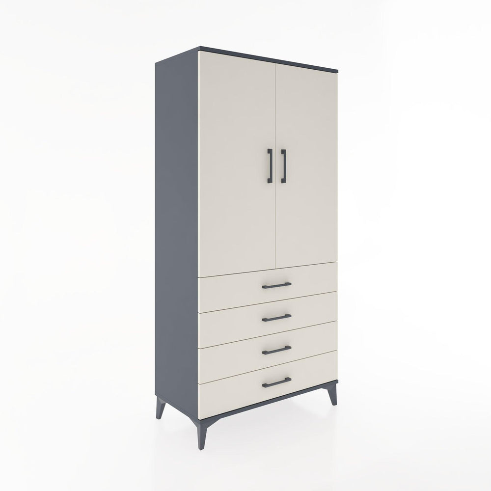 Woodntry Modüler Dolap Antrasit 88x44x170 cm Kapaklı ve Çekmeceli KC5-2
