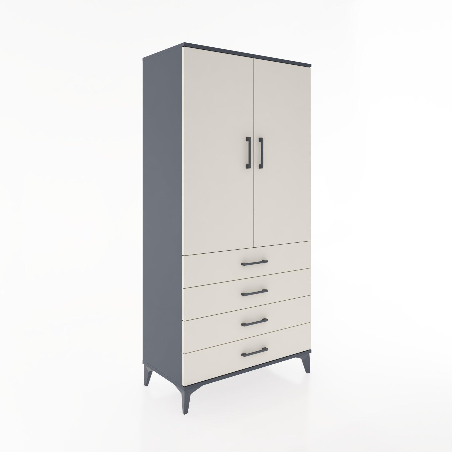 Woodntry Modular Cabinet Anthracite 88x44x170 cm with Doors and Drawers KC5-2