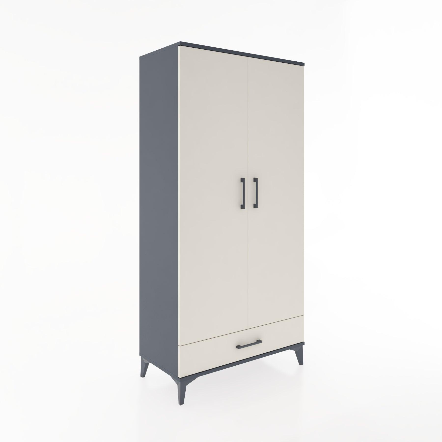 Woodntry Modüler Dolap Antrasit 88x44x170 cm Kapaklı ve Çekmeceli KC30-2