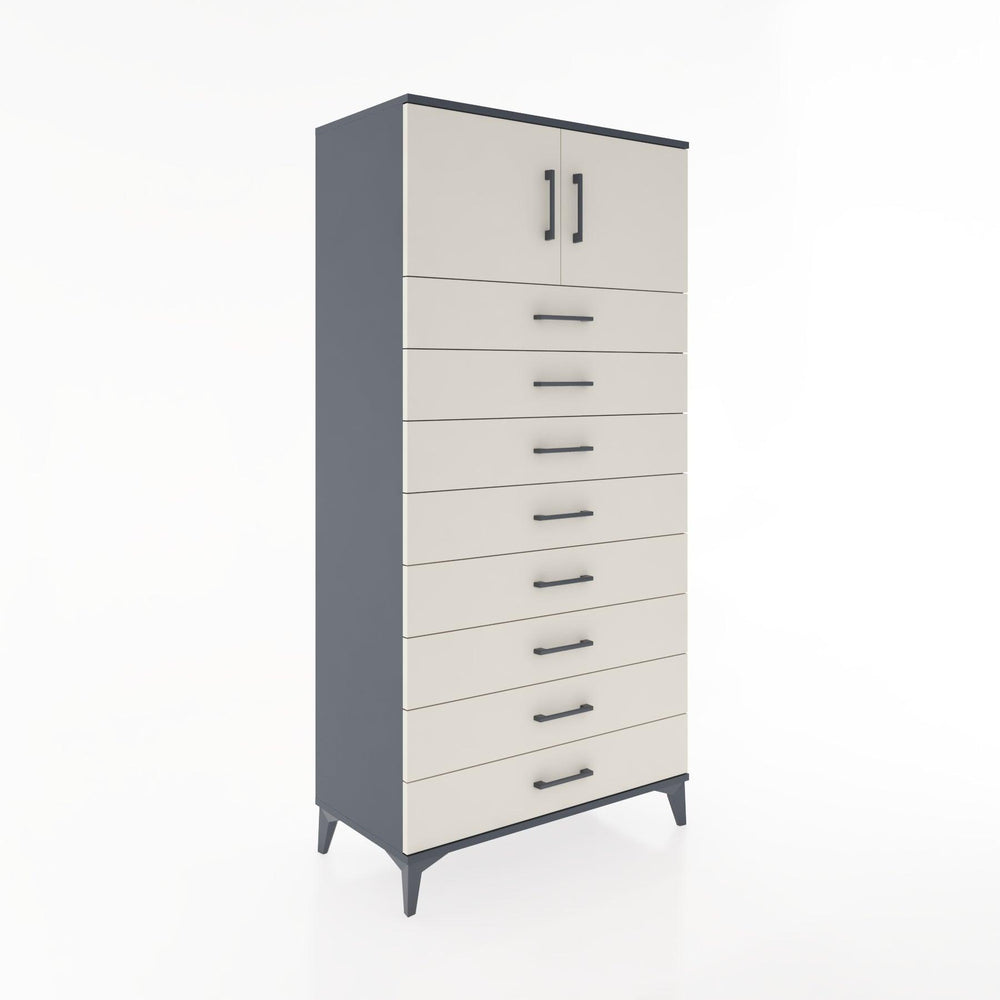 Woodntry Modüler Dolap Antrasit 88x44x170 cm Kapaklı ve Çekmeceli KC1-2