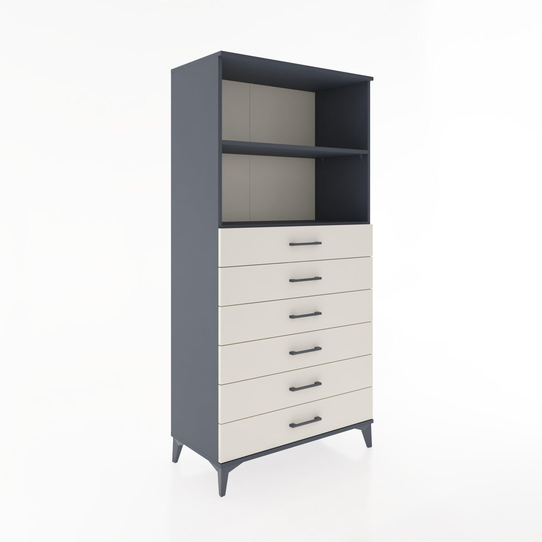 Woodntry Modular Cabinet Anthracite 88x44x170 cm with Drawers and Shelves CR34-2