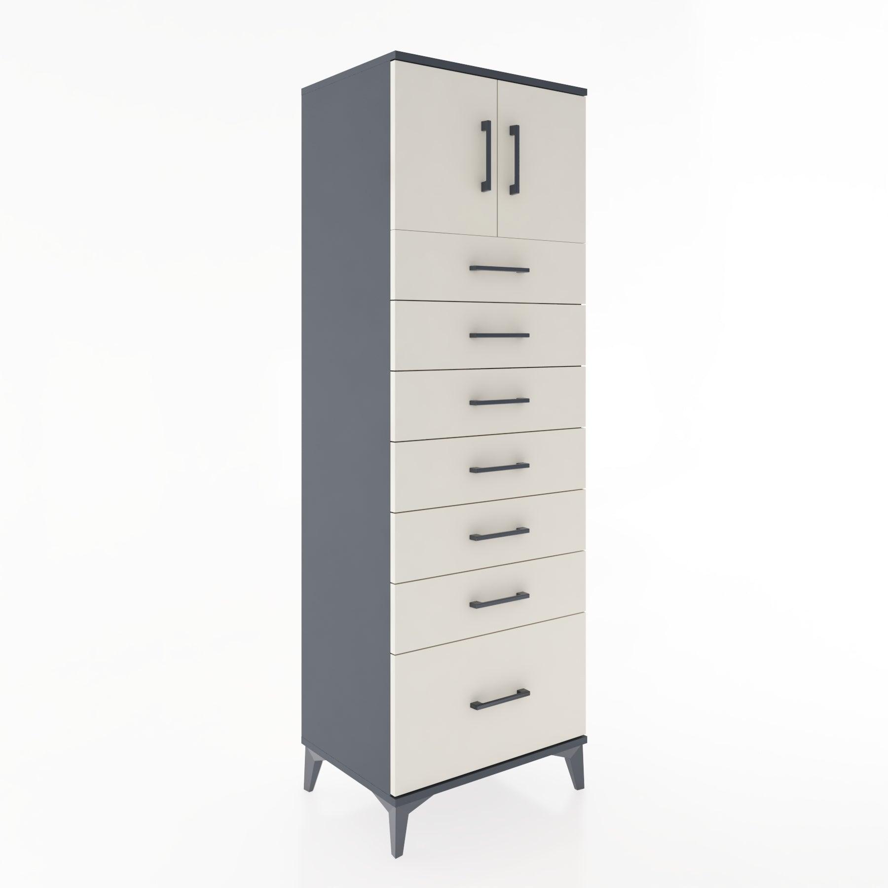 Woodntry Modular Cabinet Anthracite 60x44x170 cm with Doors and Drawers KC10-2