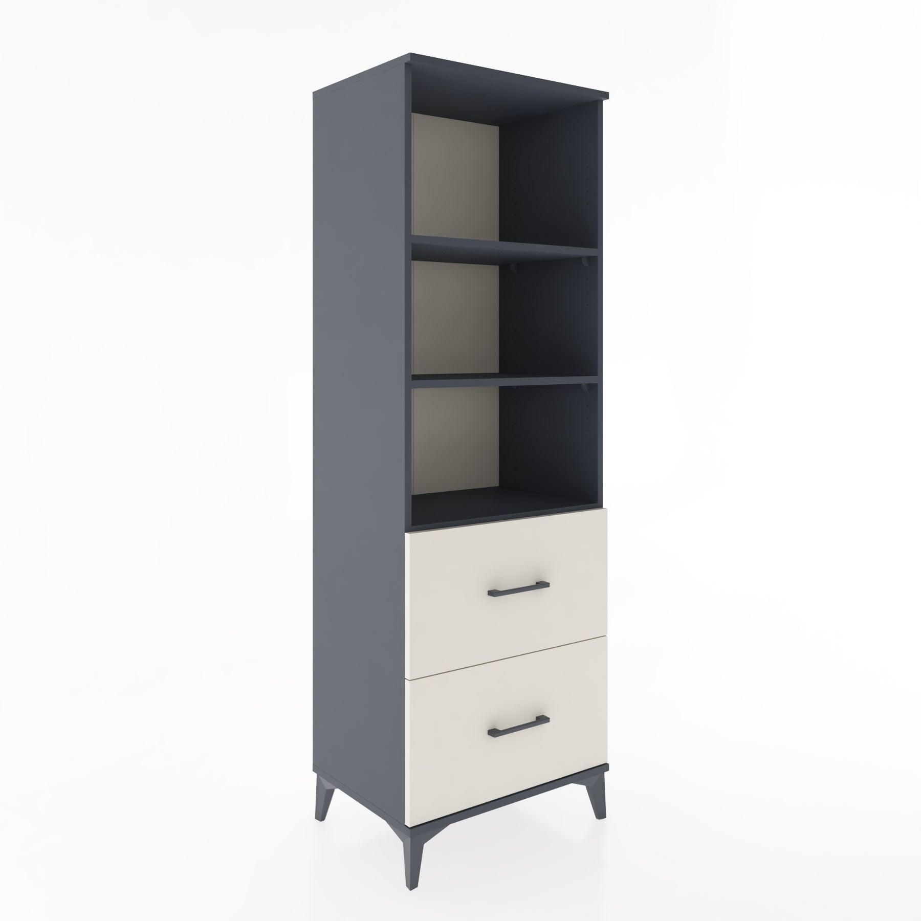 Woodntry Modüler Dolap Antrasit 60x44x170 cm Çekmeceli ve Raflı CR48-2