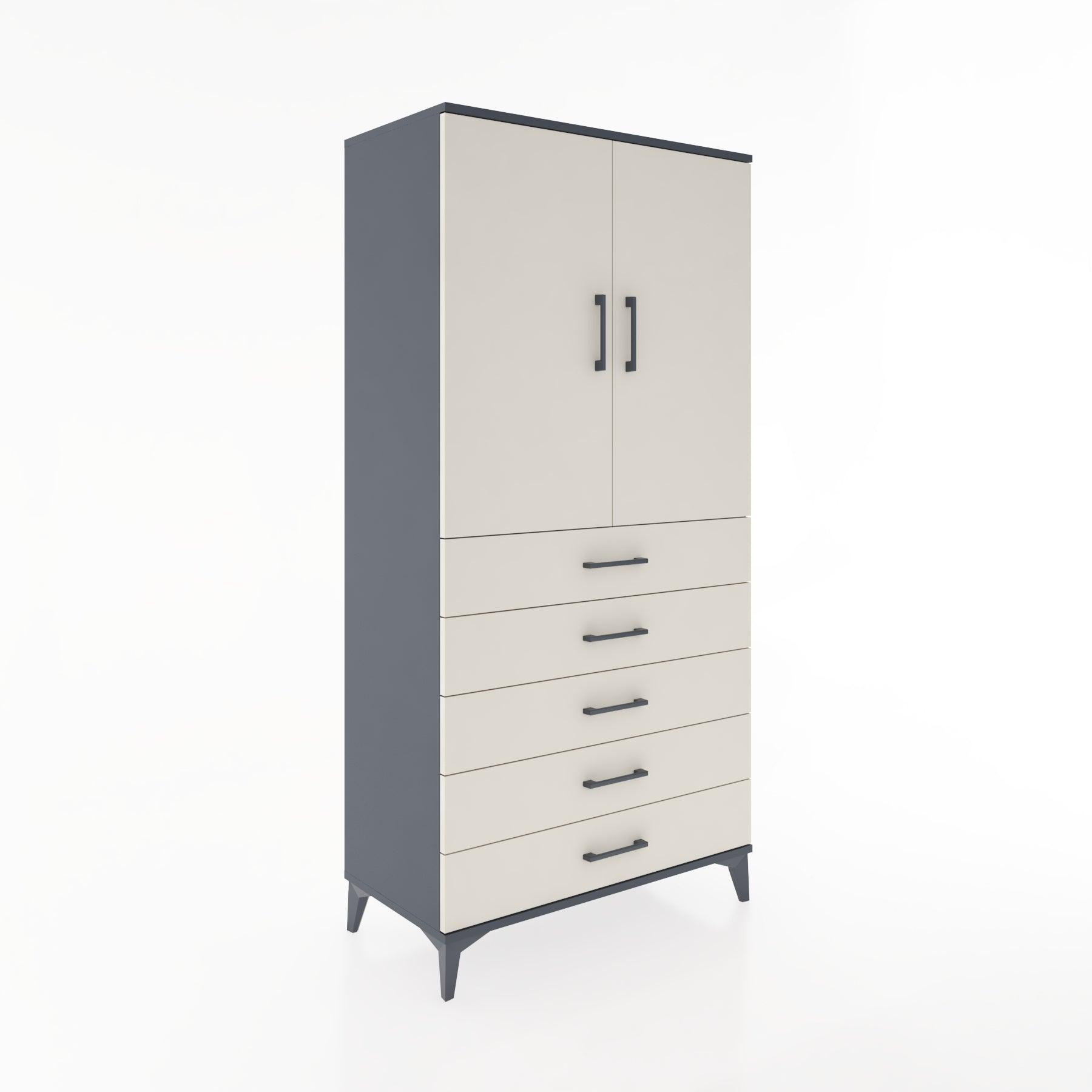 Woodntry Modular Cabinet Anthracite 88x44x170 cm with Doors and Drawers KC4-2