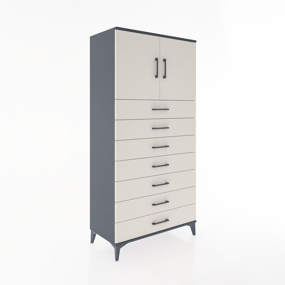 Woodntry Modüler Dolap Antrasit 88x44x170 cm Kapaklı ve Çekmeceli KC2-2