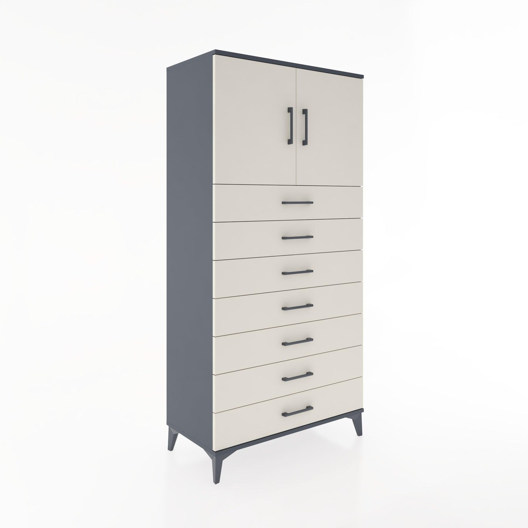 Woodntry Modular Cabinet Anthracite 88x44x170 cm with Doors and Drawers KC2-2