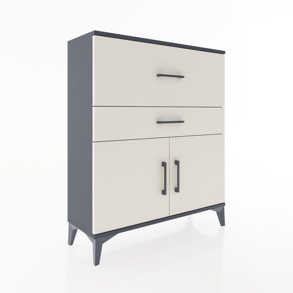 Woodntry Modüler Şifonyer Antrasit 88x30x94 cm Kapaklı ve Çekmeceli KC12-2