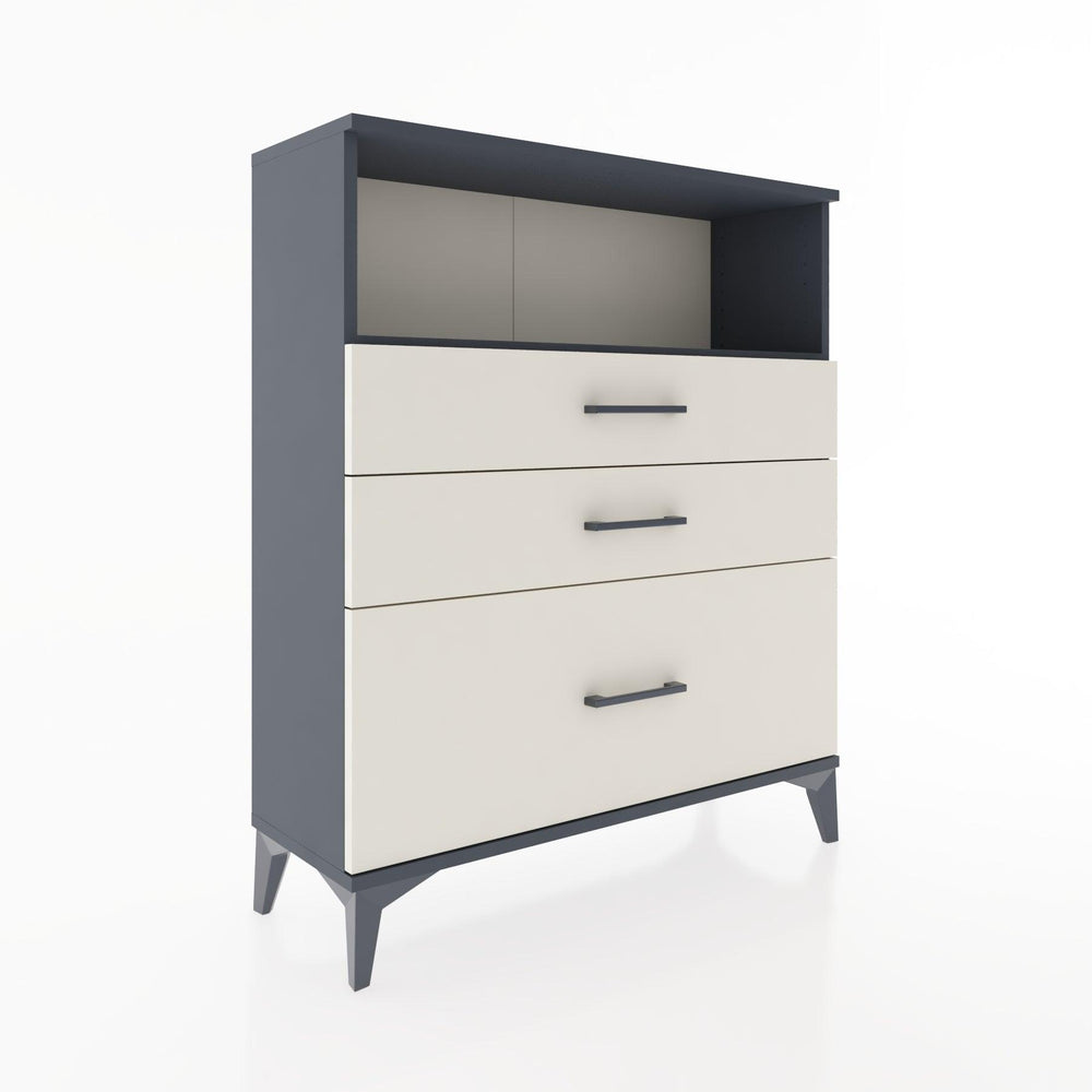 Woodntry Modüler Şifonyer Antrasit 88x30x94 cm Çekmeceli ve Raflı CR13-2