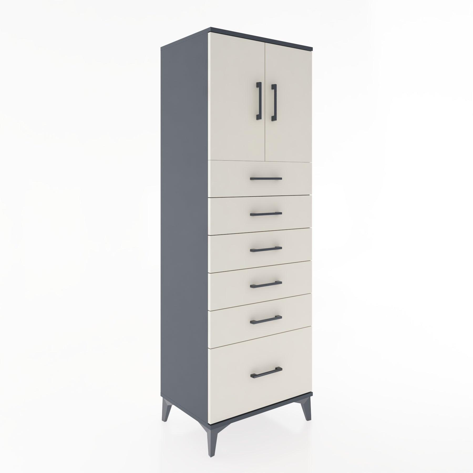 Woodntry Modular Cabinet Anthracite 60x44x170 cm with Doors and Drawers KC11-2