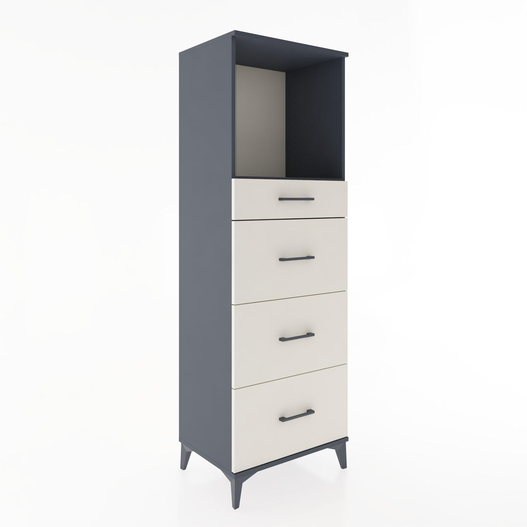 Woodntry Modüler Dolap Antrasit 60x44x170 cm Çekmeceli ve Raflı CR50-2
