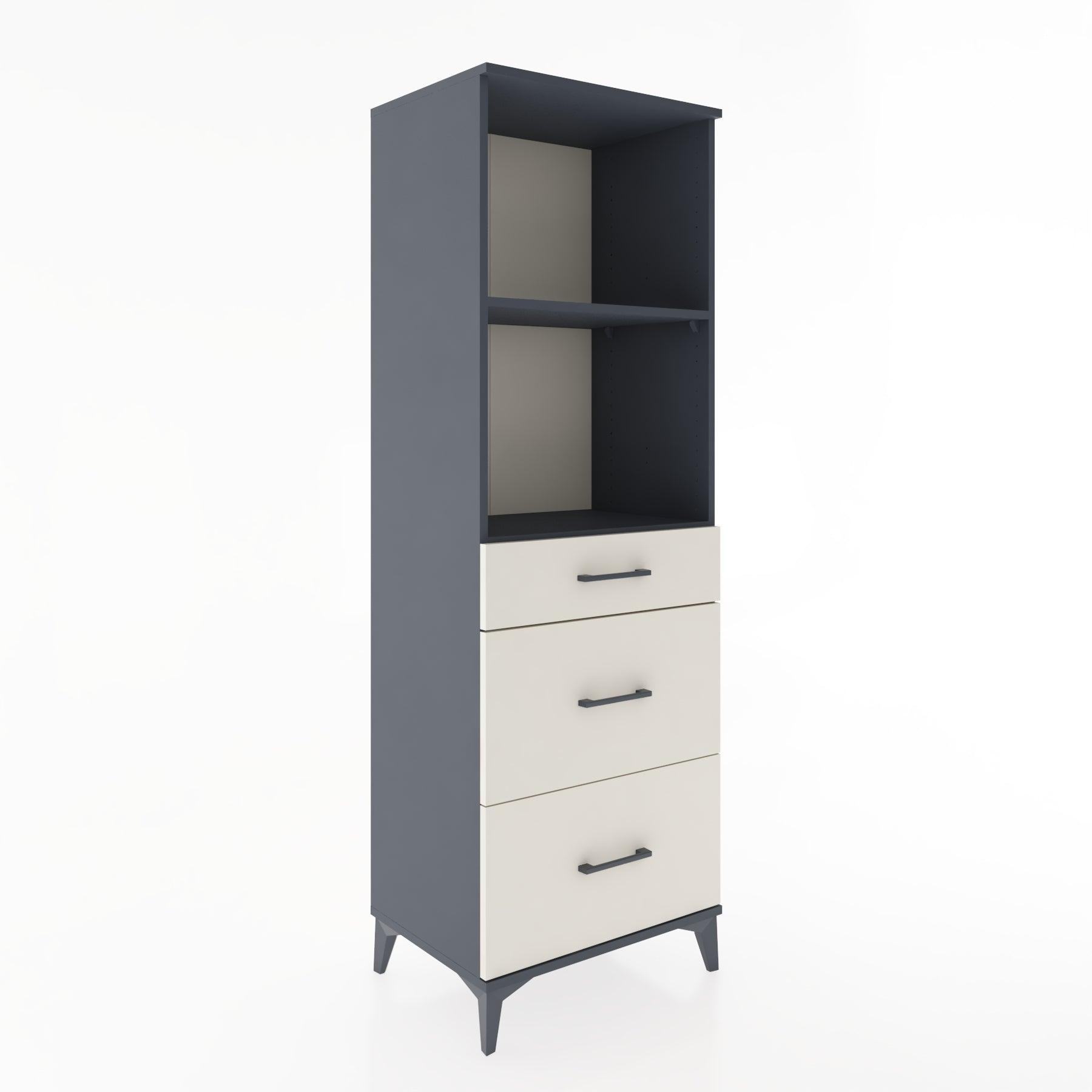 Woodntry Modüler Dolap Antrasit 60x44x170 cm Çekmeceli ve Raflı CR47-2