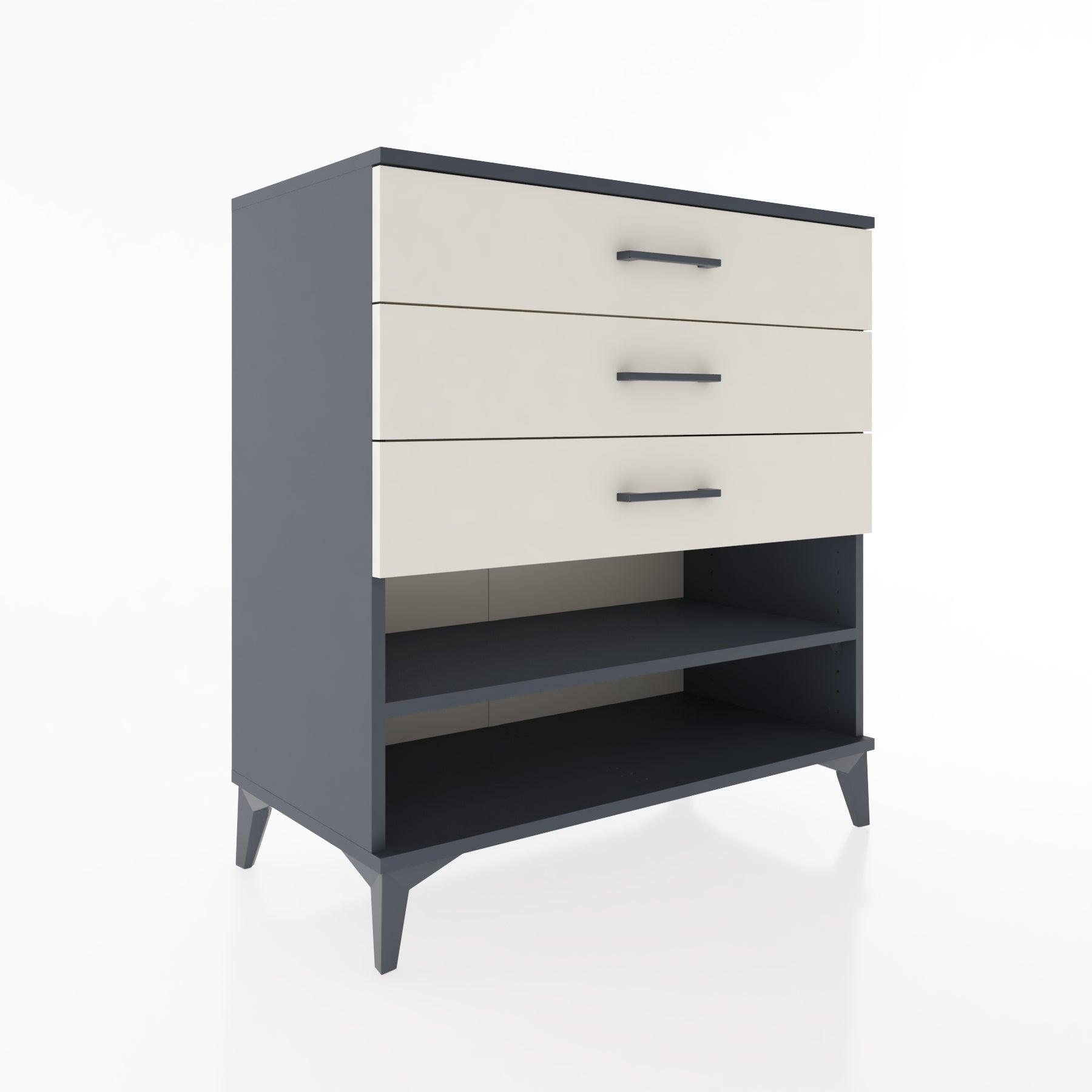 Woodntry Modüler Şifonyer Antrasit 88x44x84 cm Çekmeceli ve Raflı CR12-2