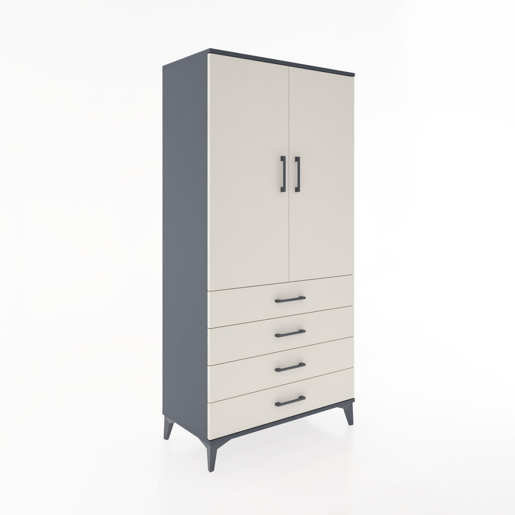 Woodntry Modular Cabinet Anthracite 88x44x170 cm with Doors and Drawers KC27-2