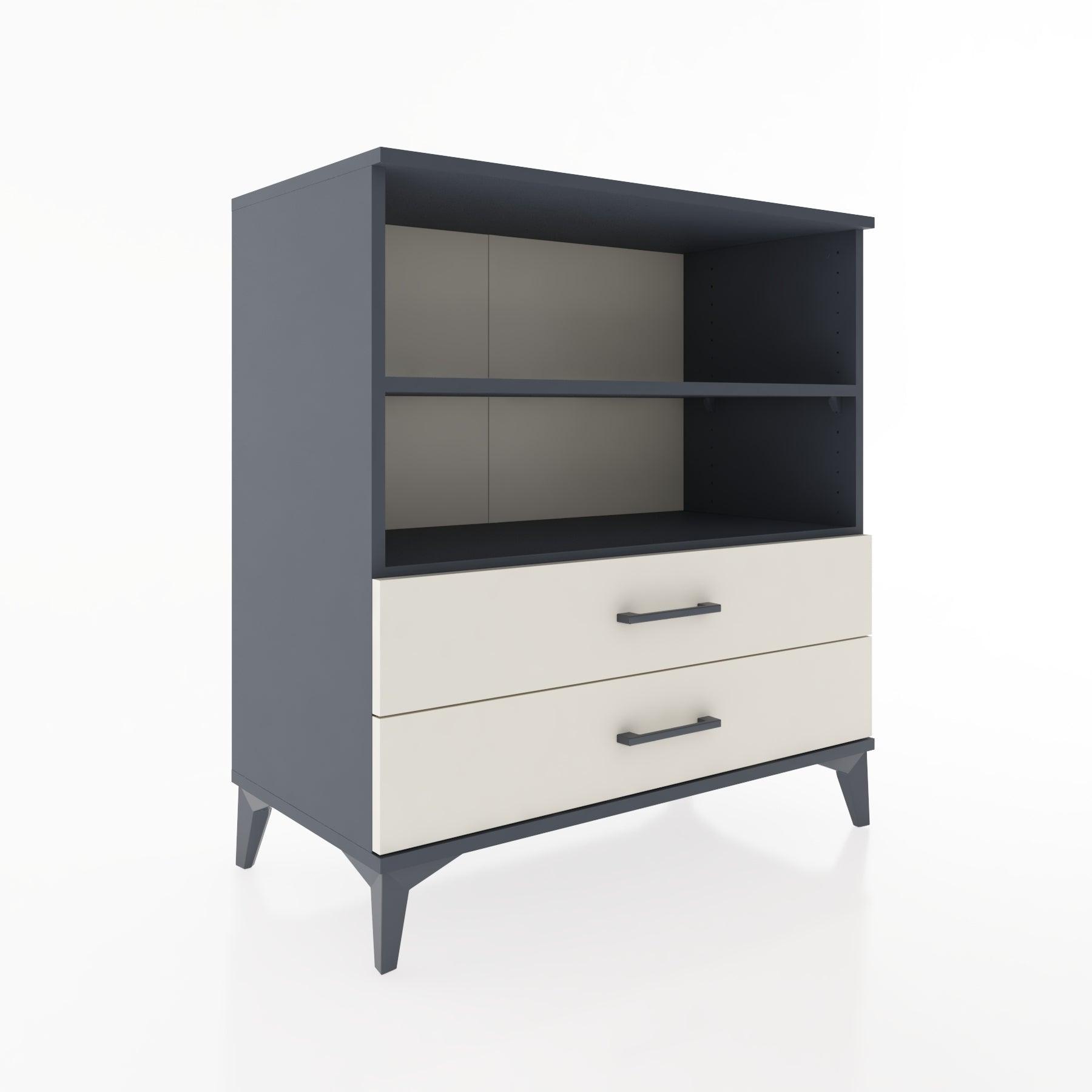 Woodntry Modüler Şifonyer Antrasit 88x44x84 cm Çekmeceli ve Raflı CR16-2